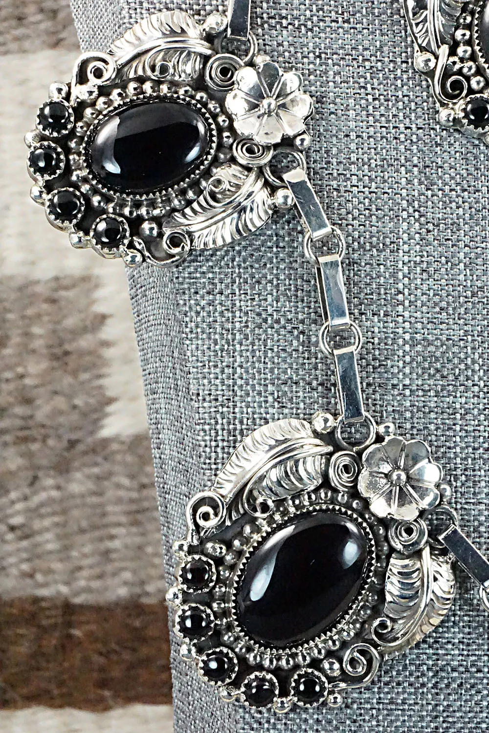 Onyx & Sterling Silver Necklace & Earrings Set - Sandra Parkett