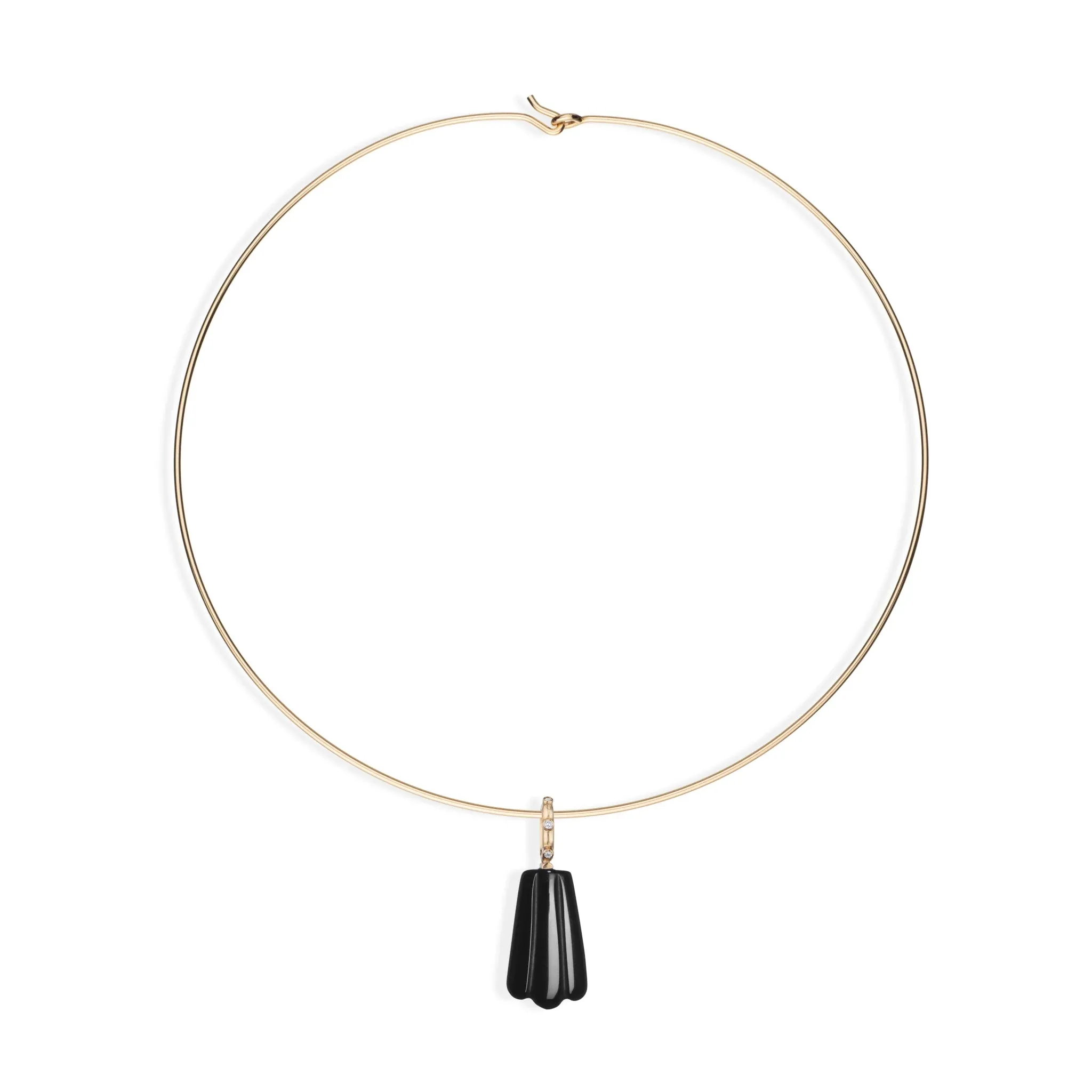 Onyx Shell & Diamond Pendant Charm - 9kt gold
