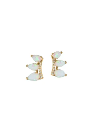 Opal Cluster Post Earring with CZ Drop