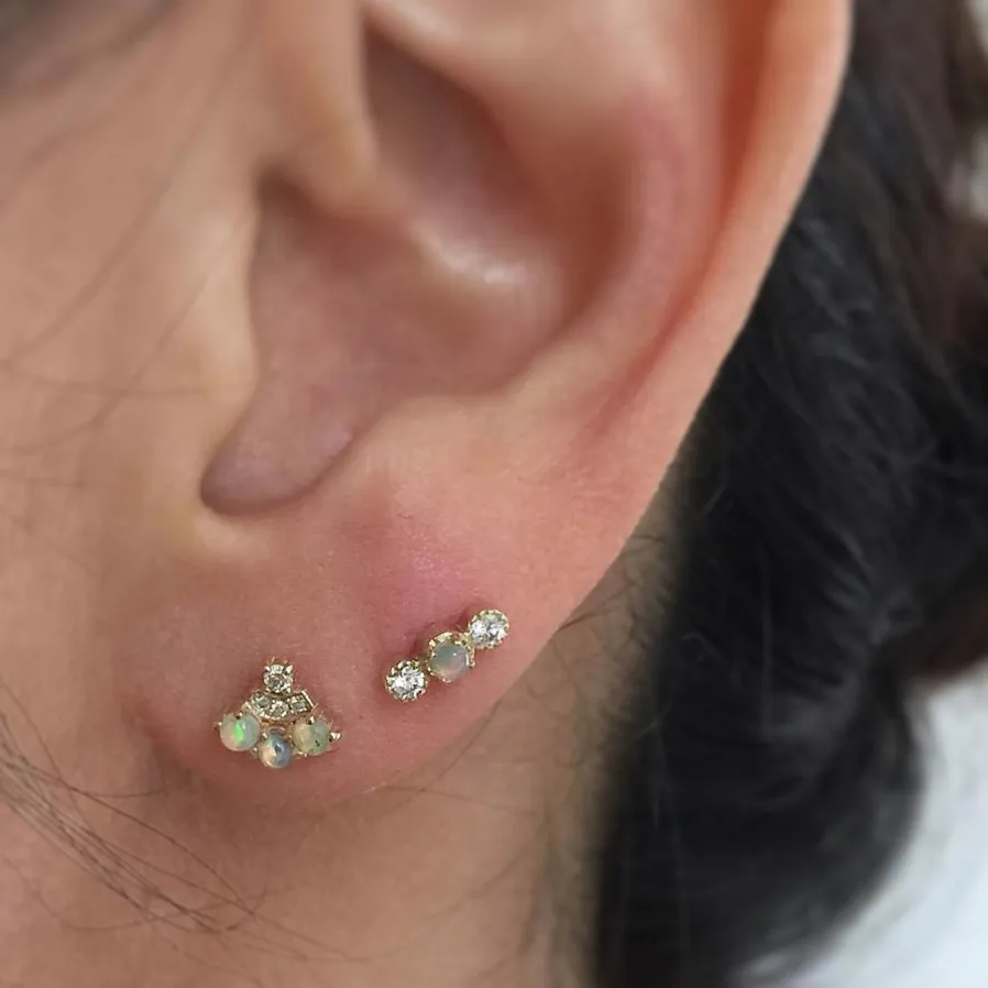Opal Diamond Fan Stud (Single) (ready to ship option)*