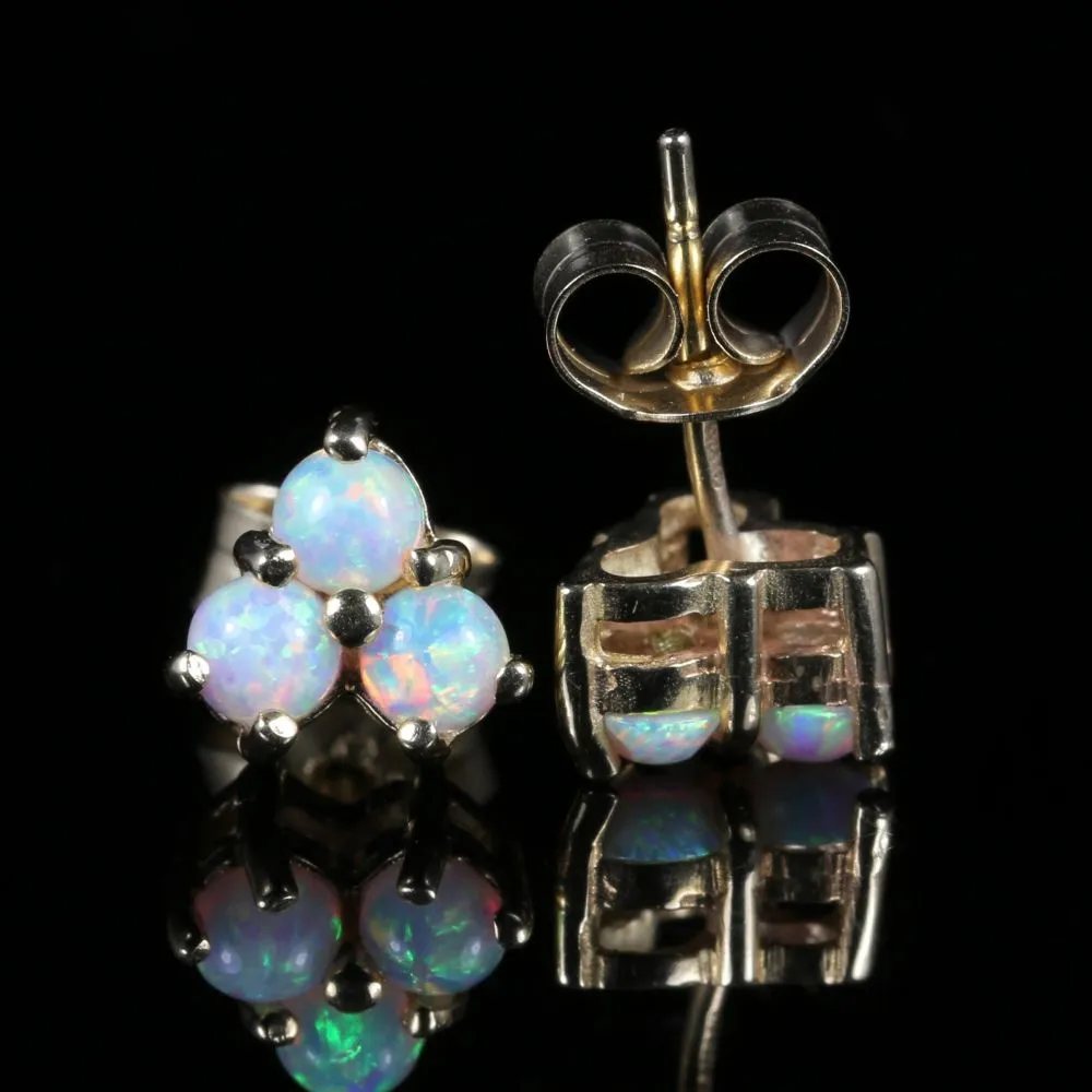 Opal Gold Stud Earrings Trilogy Of Opals