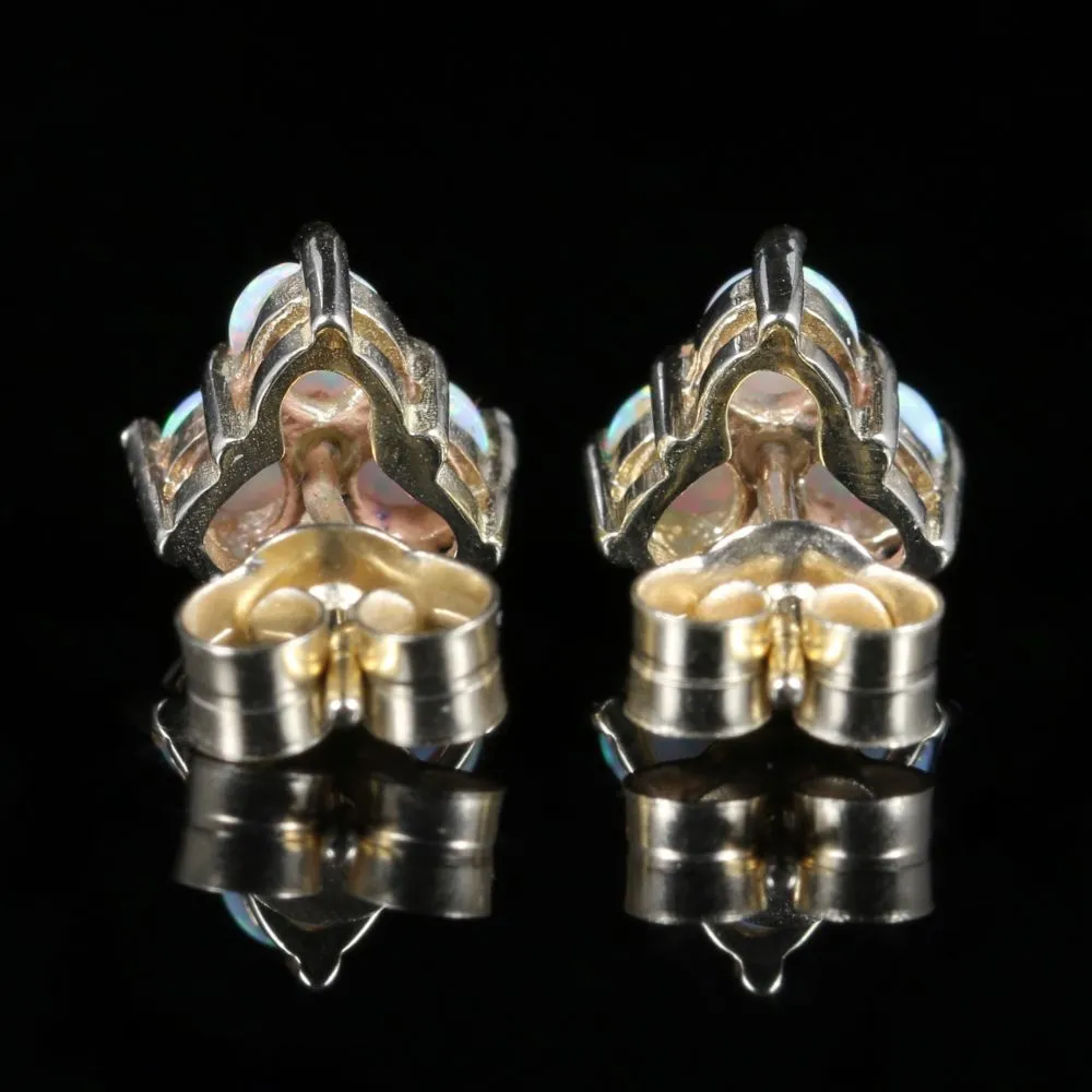 Opal Gold Stud Earrings Trilogy Of Opals