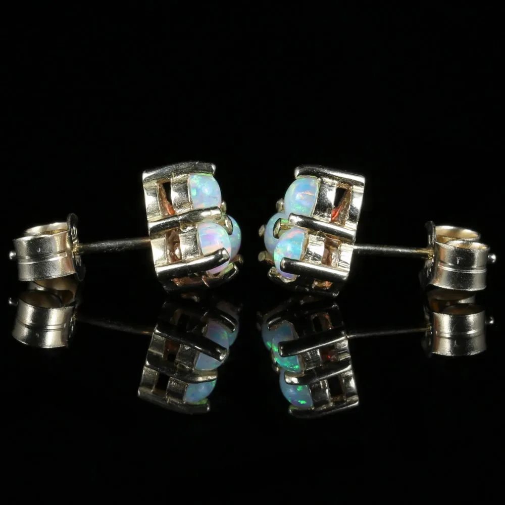 Opal Gold Stud Earrings Trilogy Of Opals