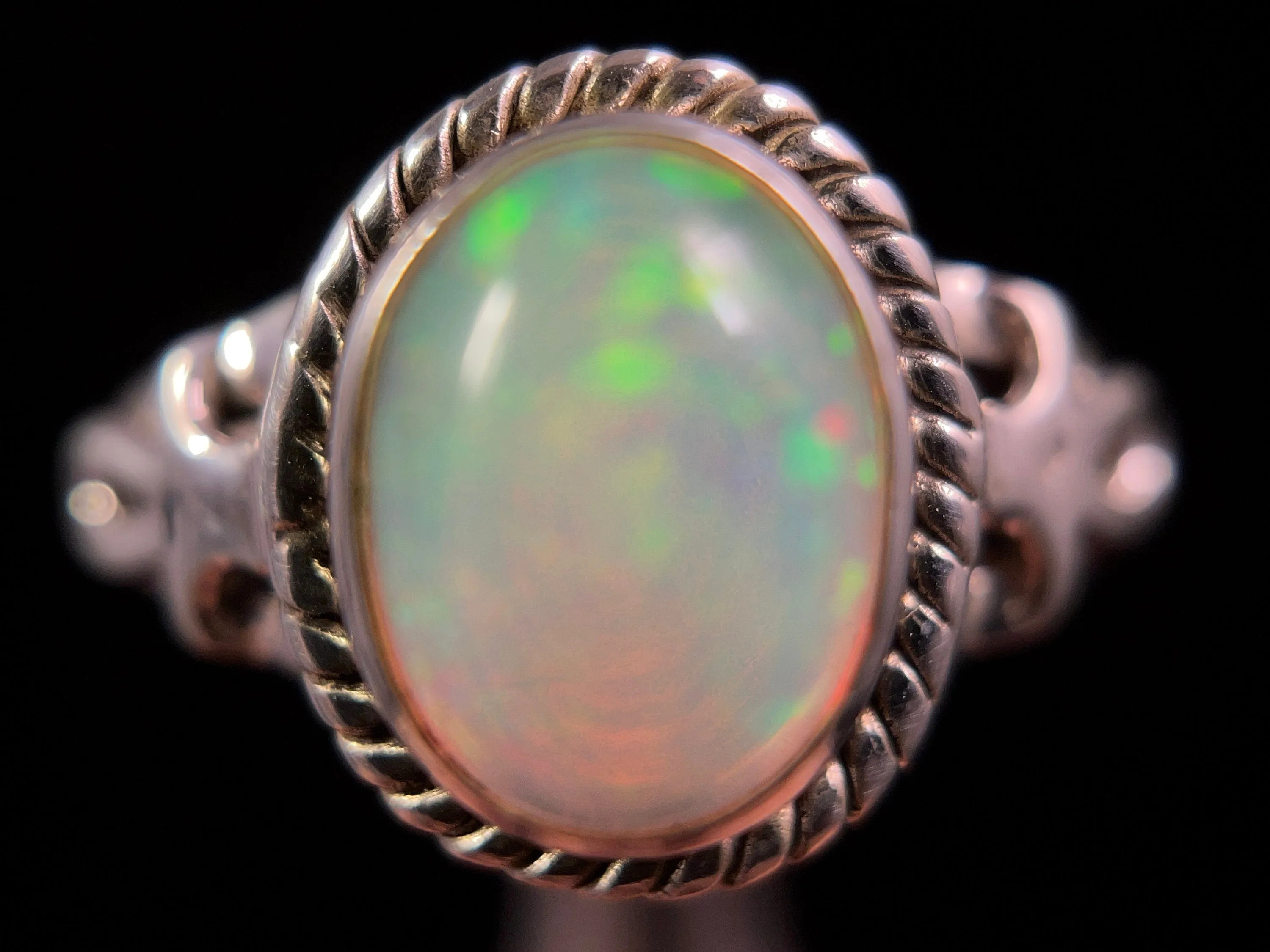 OPAL RING, Pinfire - Sterling Silver, Size 8 - Ethiopian Opal Rings for Women, Bridal Jewelry, Welo Opal, 49192