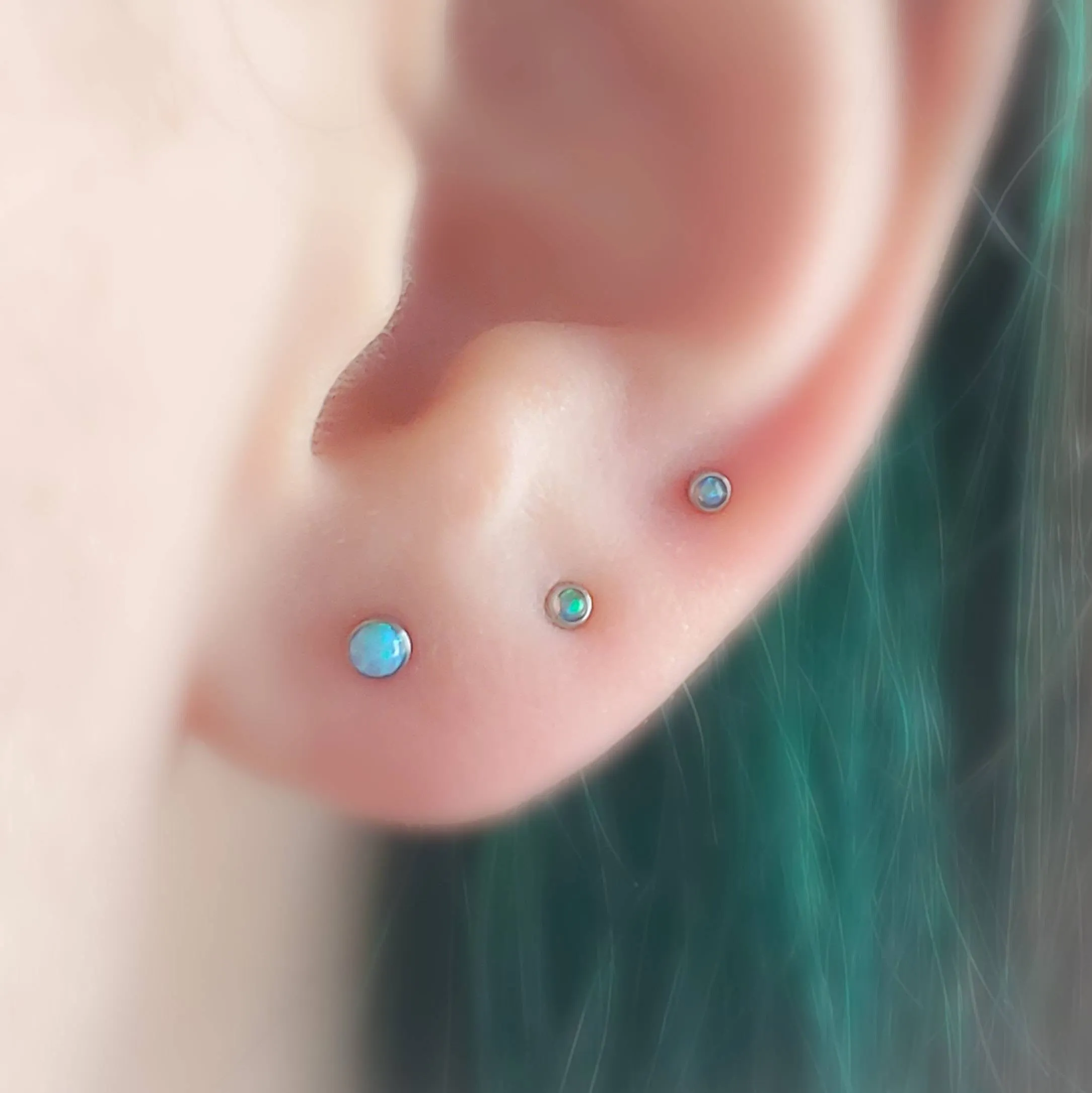 Opal Studs Bezel Set