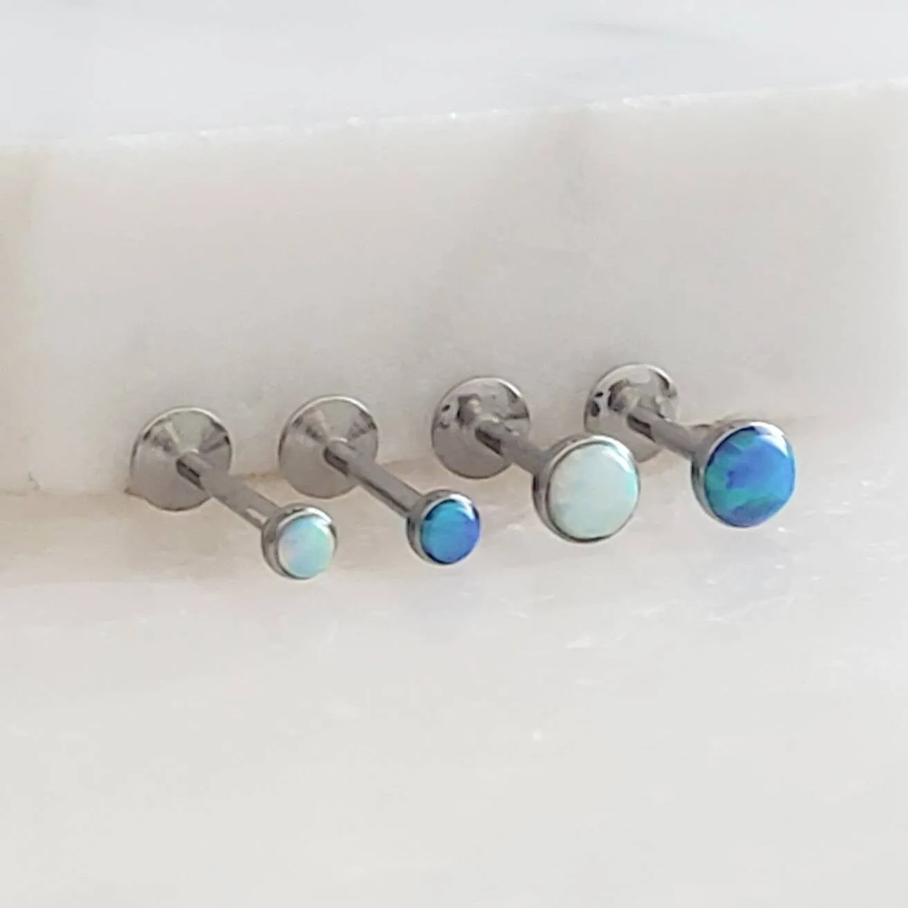 Opal Studs Bezel Set