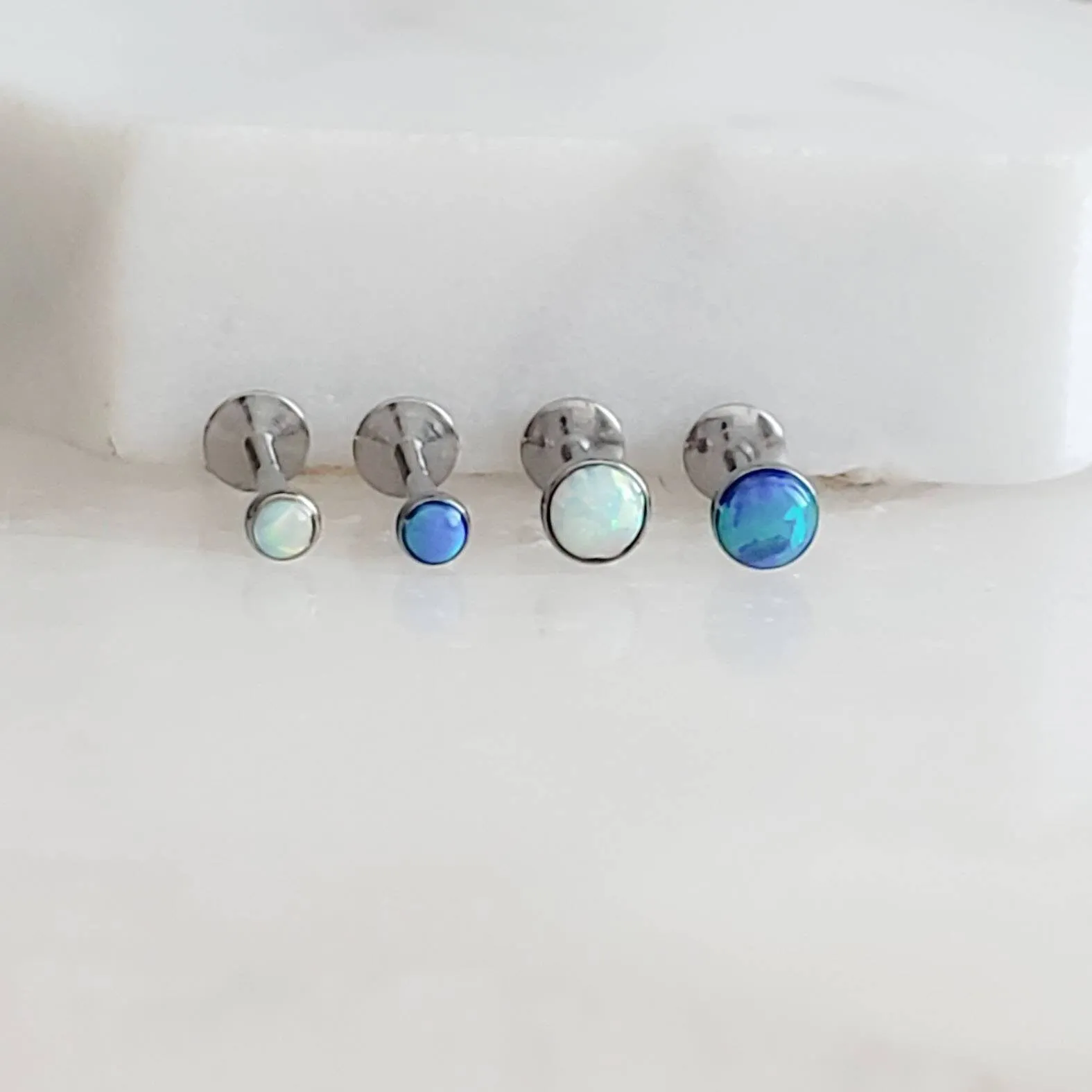 Opal Studs Bezel Set