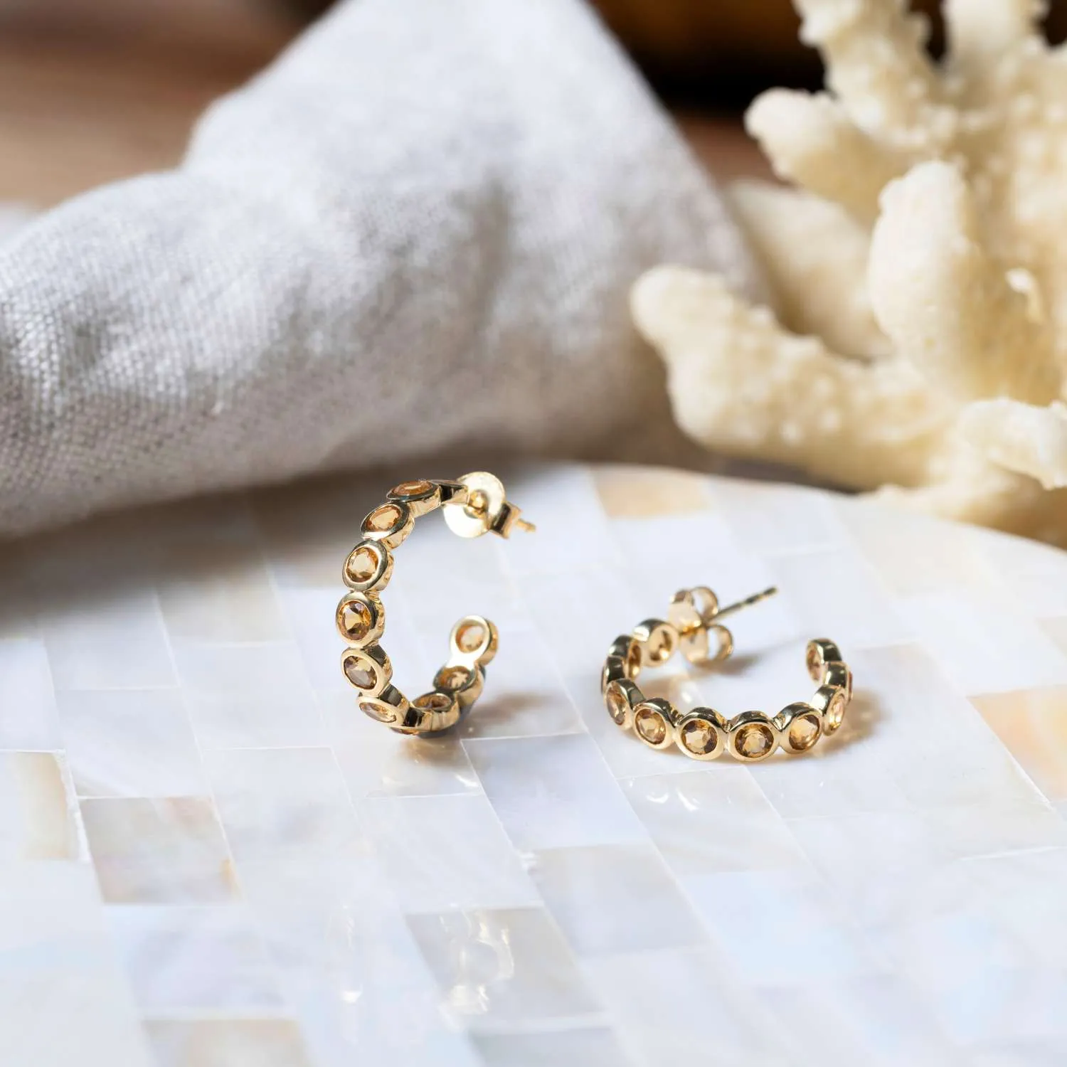 Ortigia Citrine & Gold Vermeil Hoop Earrings