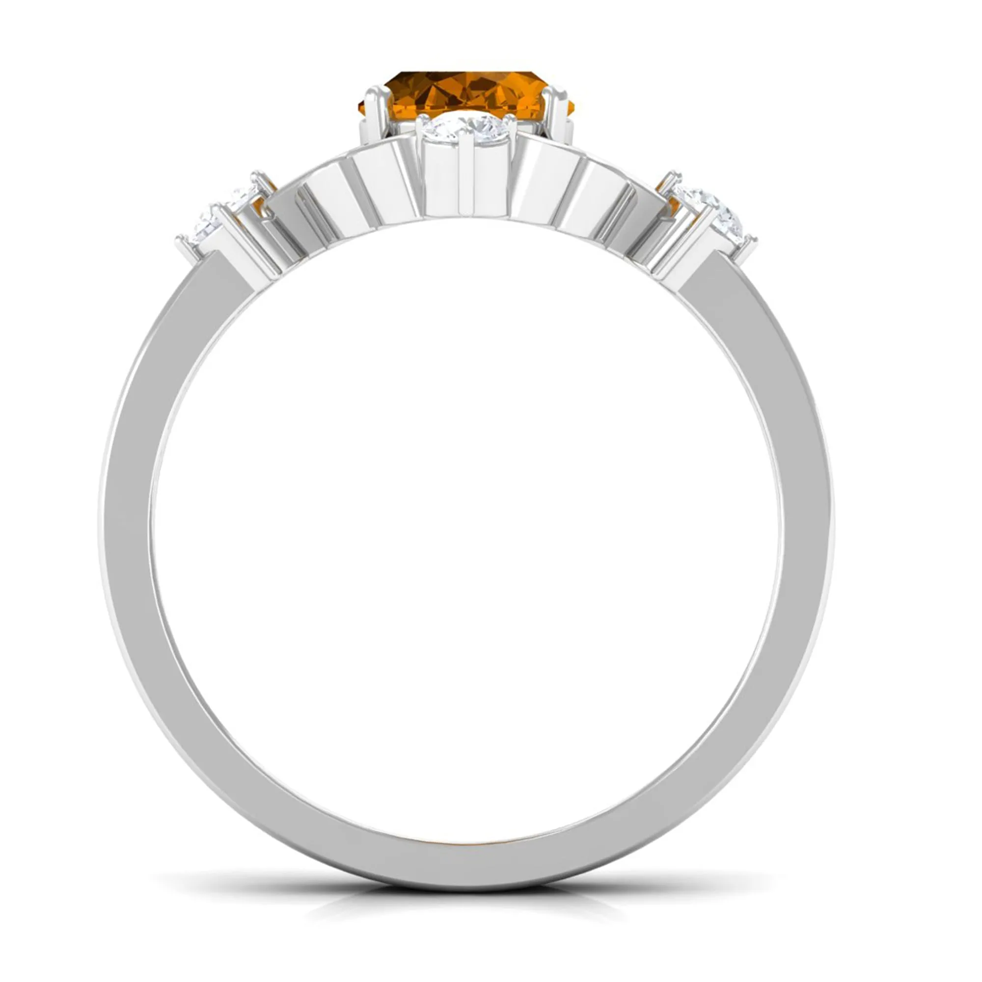 Oval Citrine Cocktail Ring with Diamond