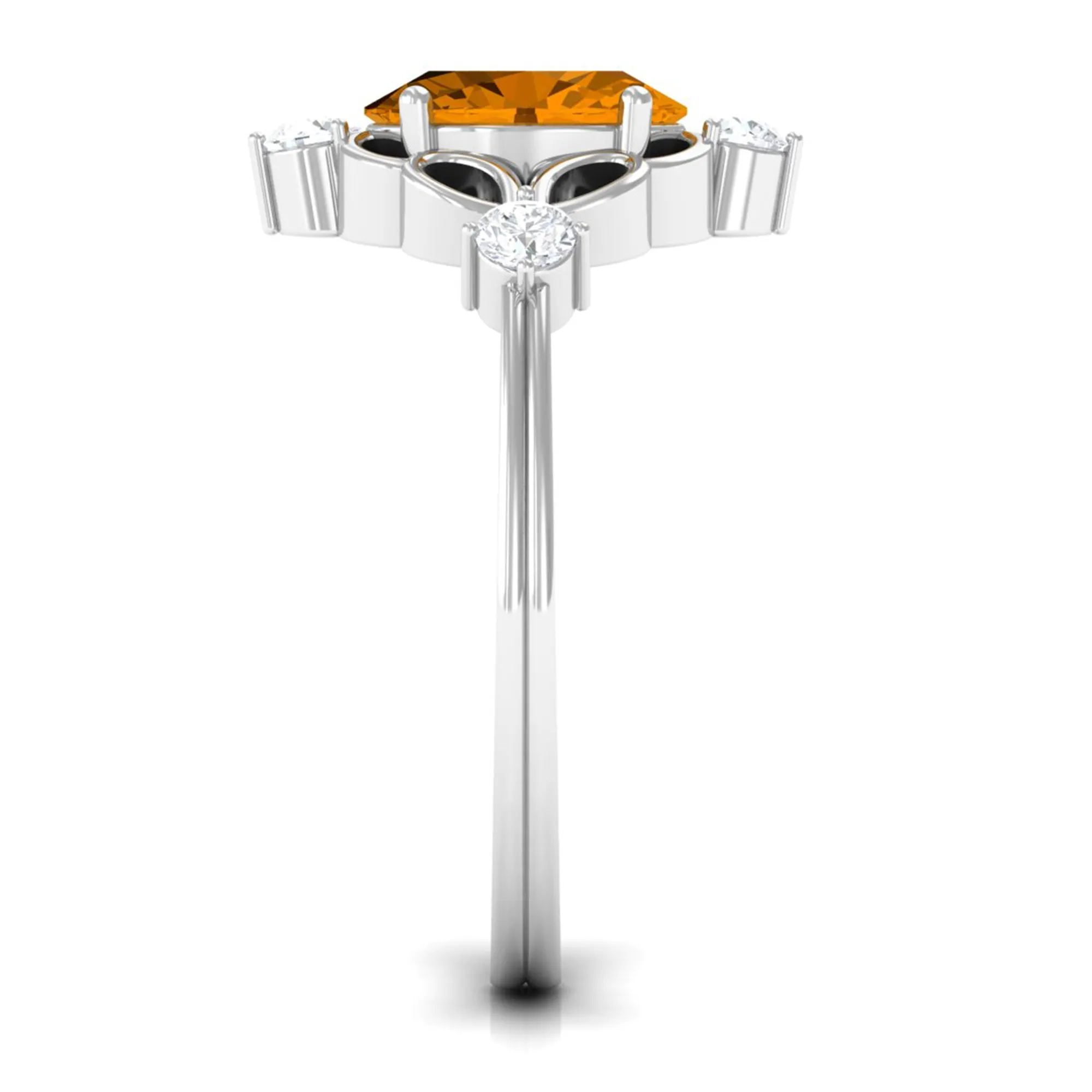 Oval Citrine Cocktail Ring with Diamond