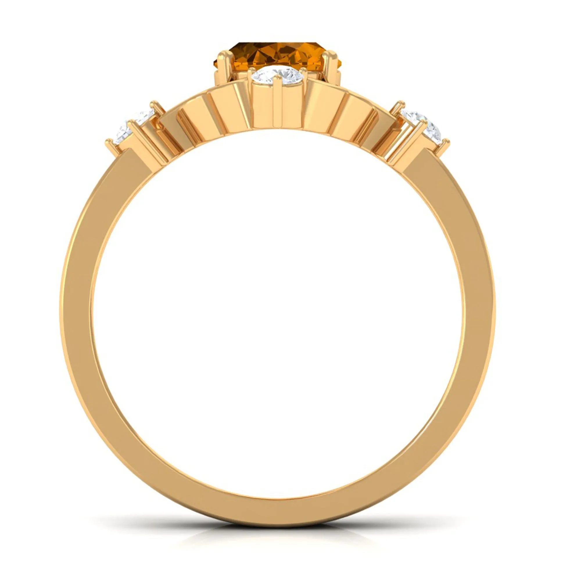 Oval Citrine Cocktail Ring with Diamond
