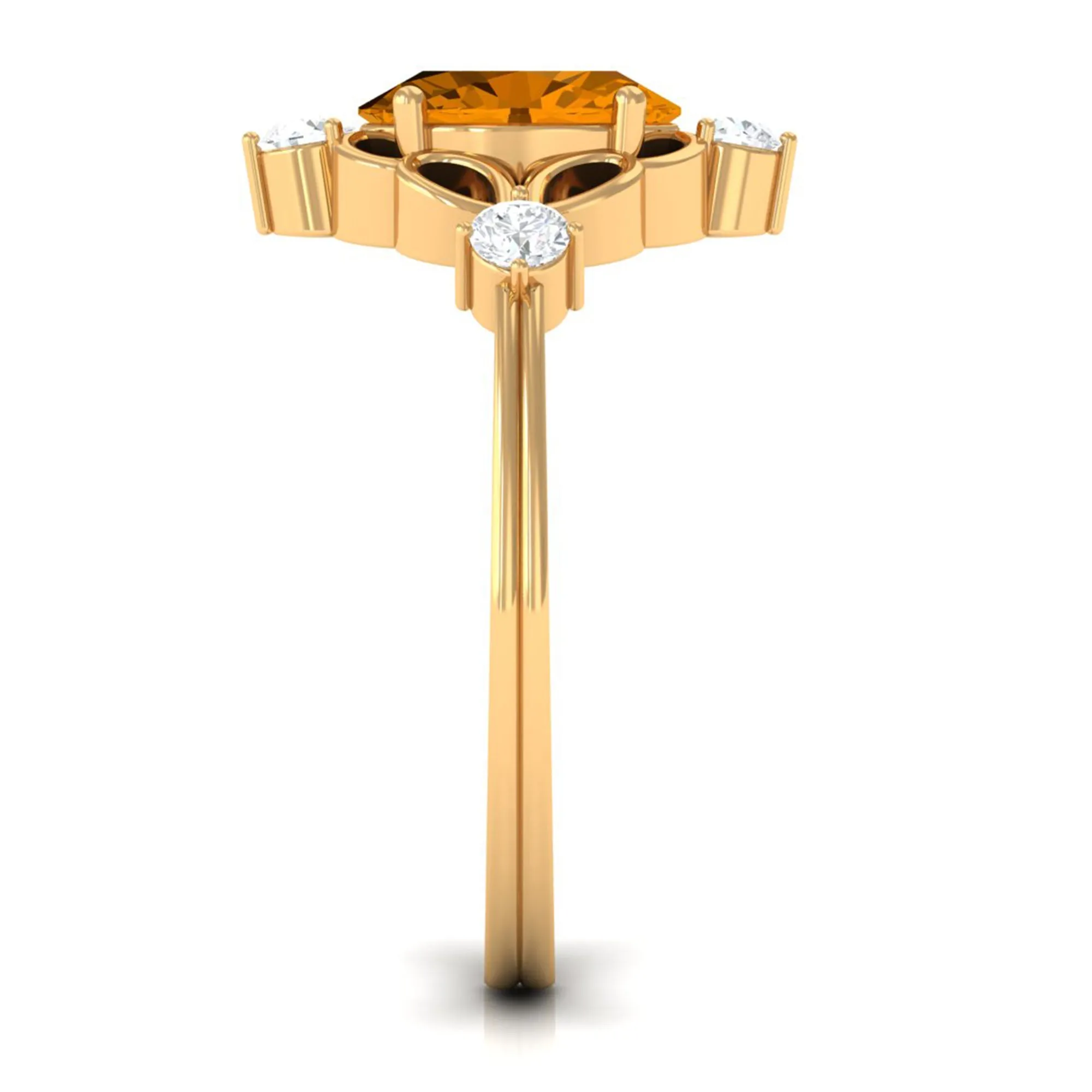 Oval Citrine Cocktail Ring with Diamond