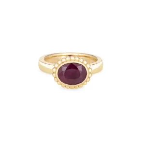 Oval Ruby Scallop Ring