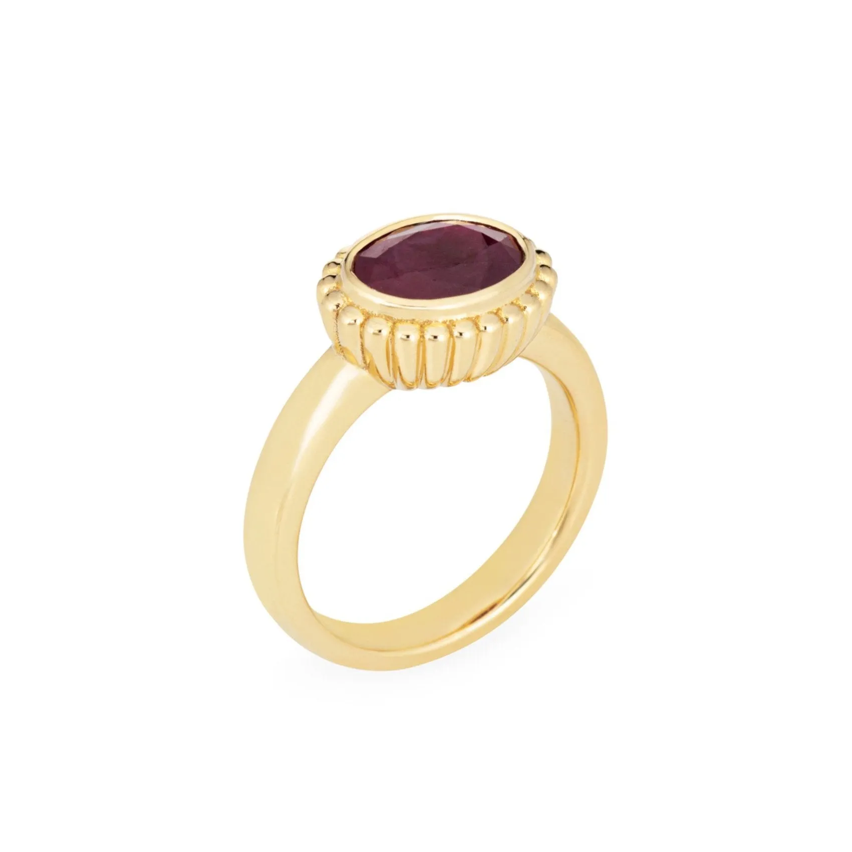 Oval Ruby Scallop Ring