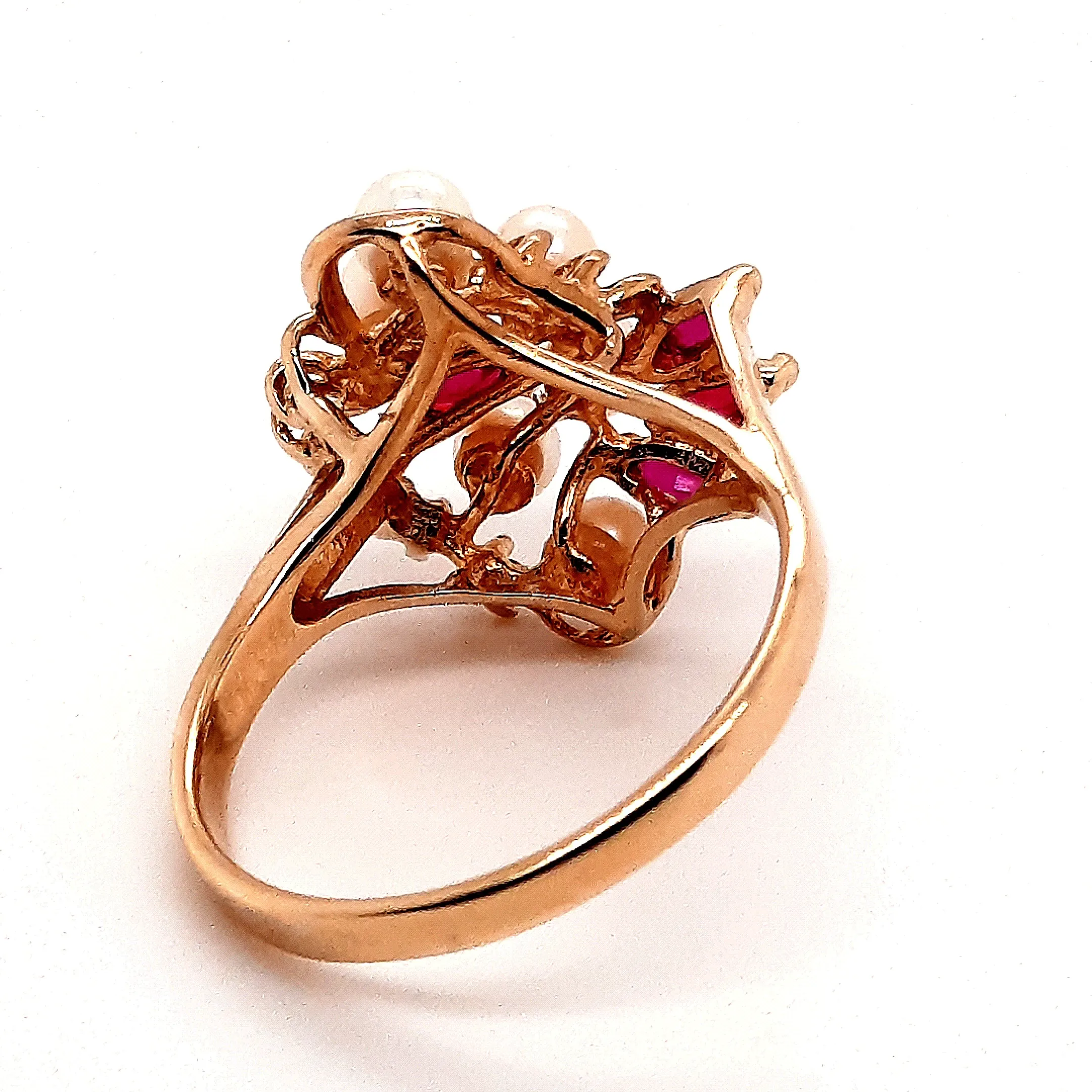 Pearl & Ruby Yellow Gold Dress Ring