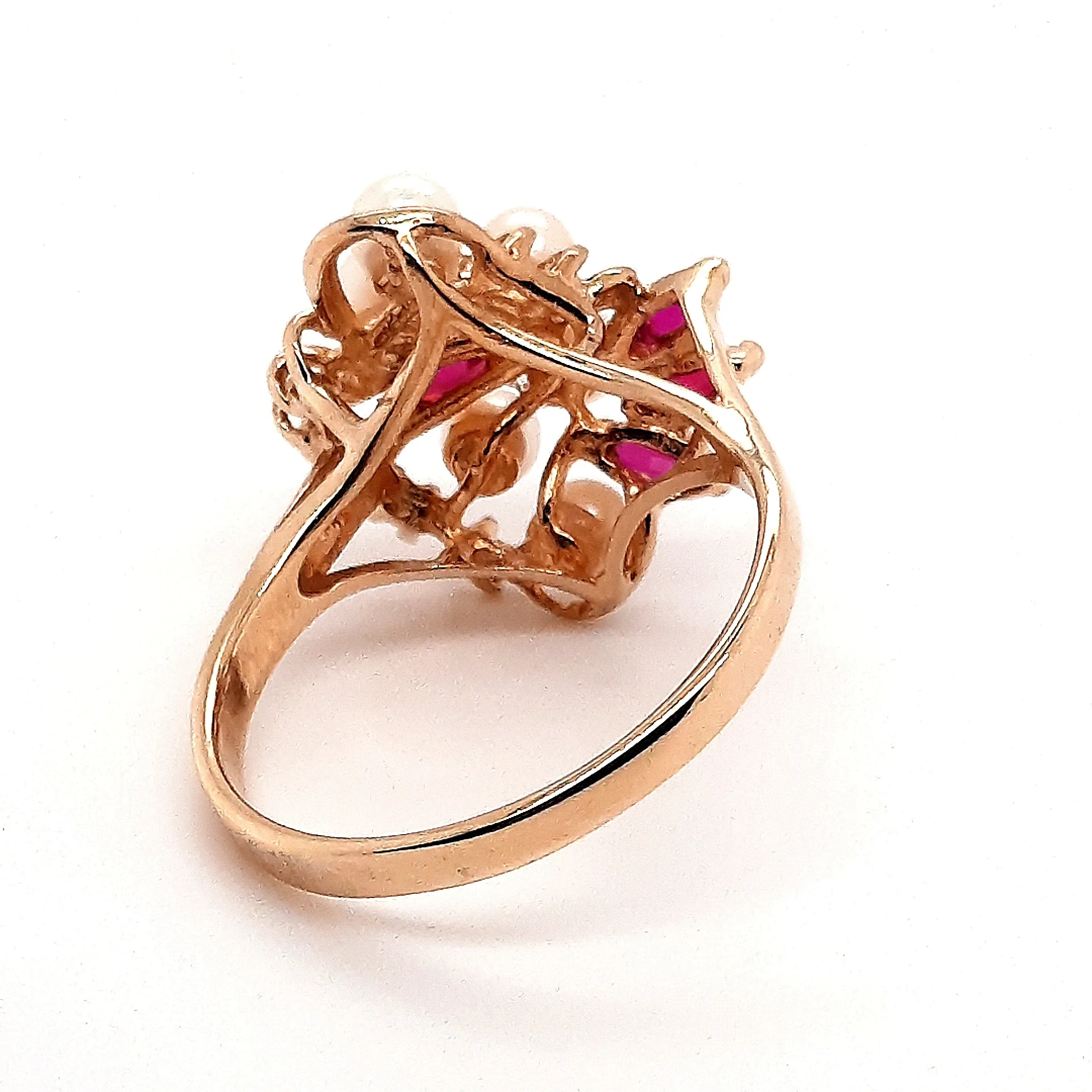 Pearl & Ruby Yellow Gold Dress Ring
