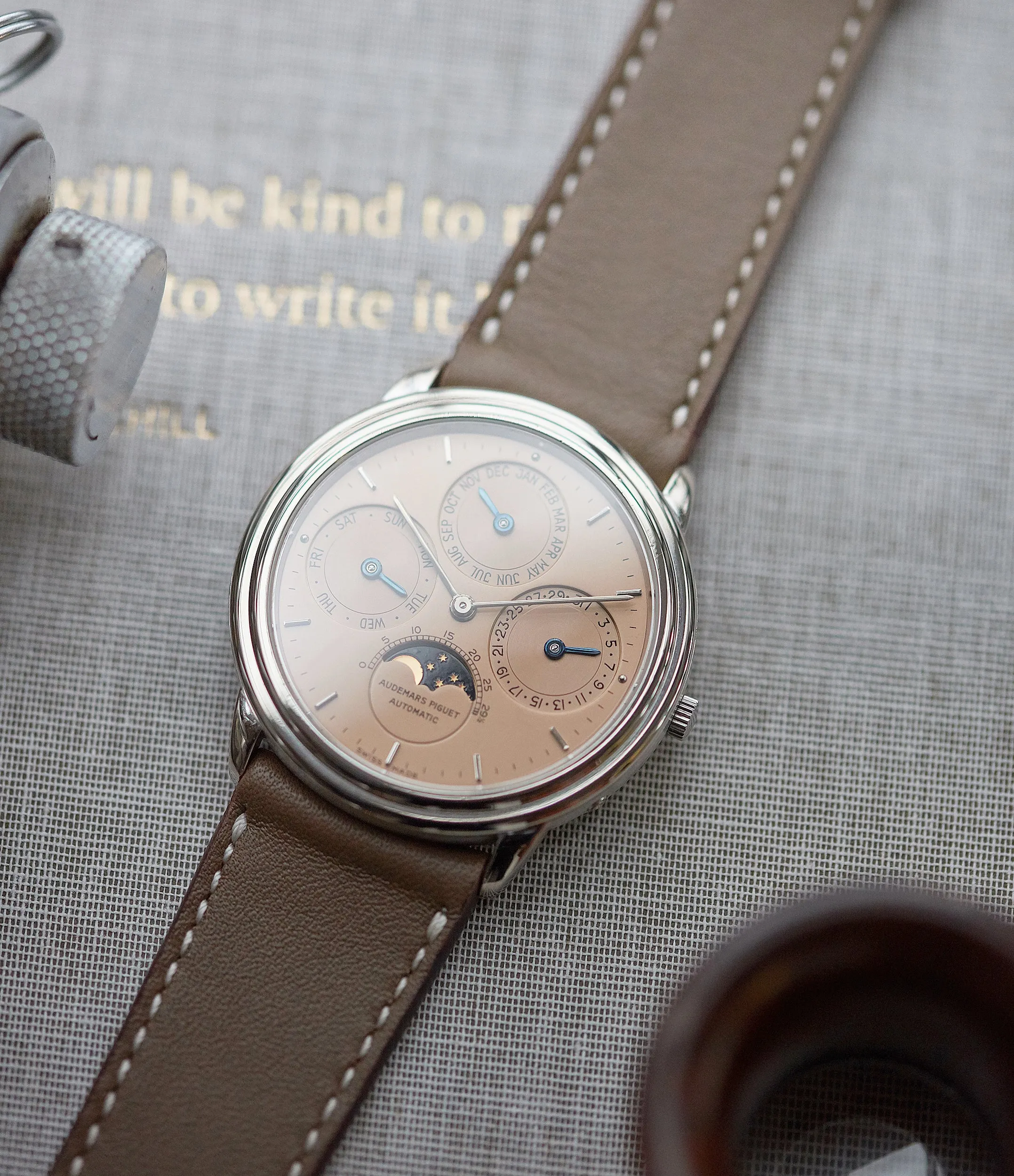 Perpetual Calendar | Salmon Dial | Grey Gold