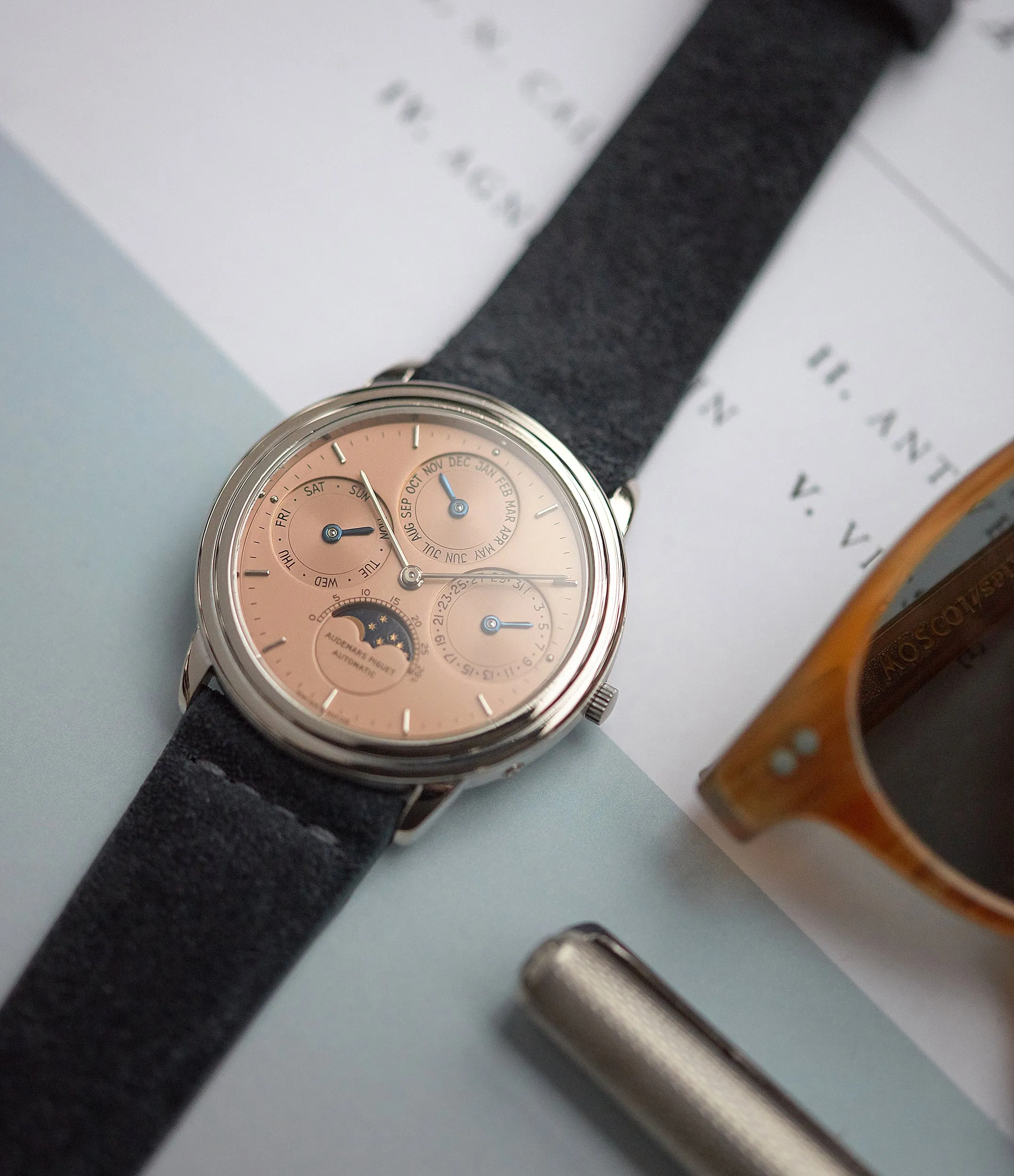 Perpetual Calendar | Salmon Dial | Grey Gold