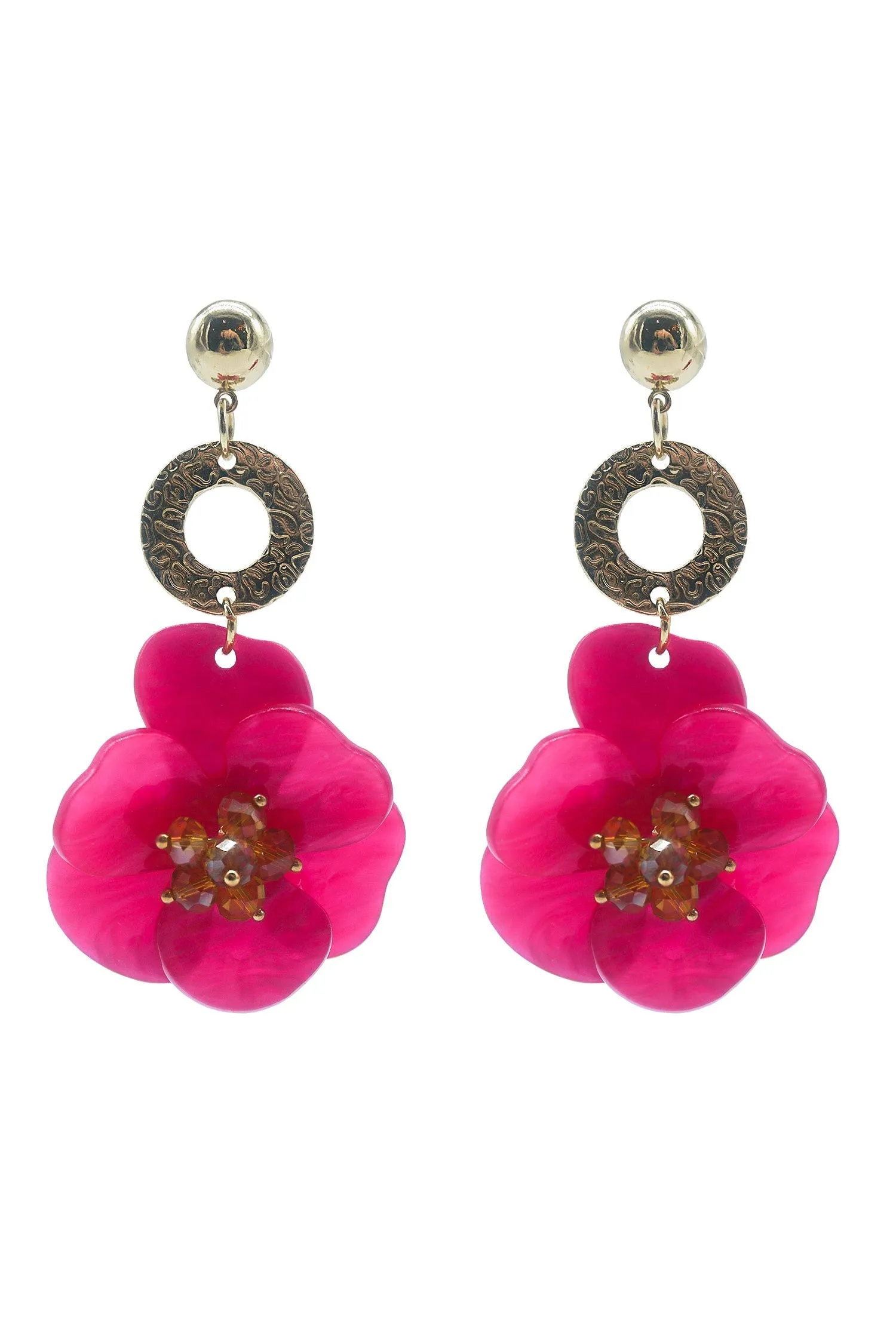 Petra Magenta Flower Drop Earrings