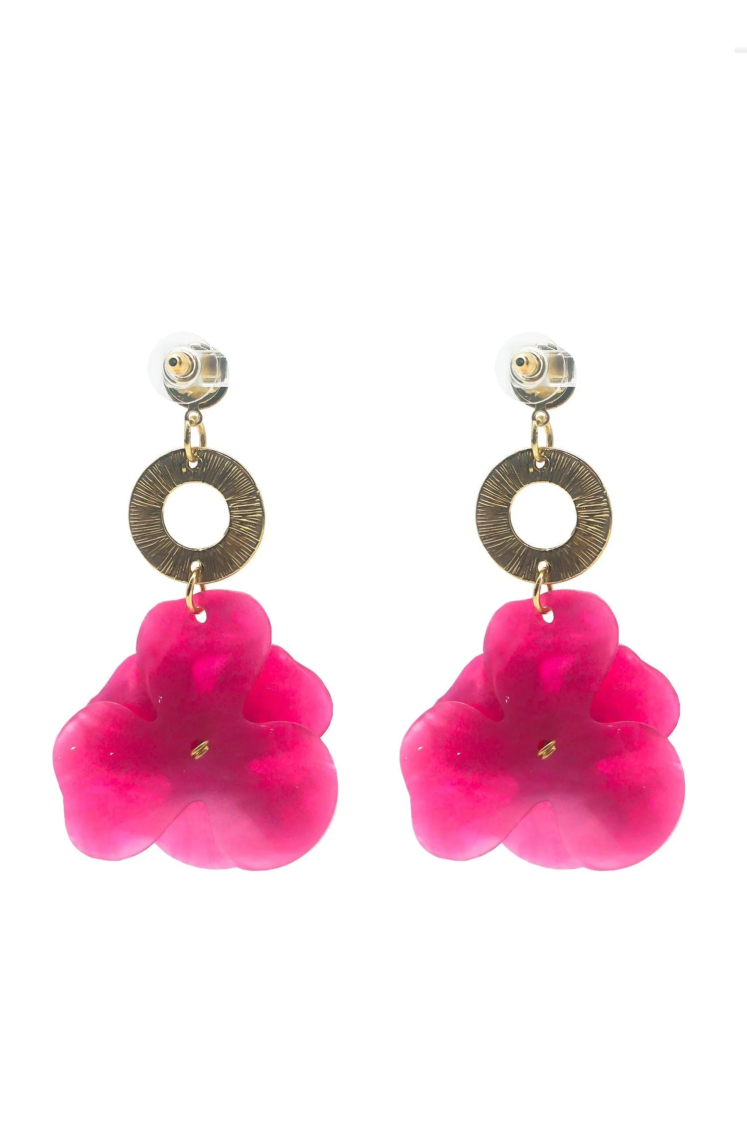 Petra Magenta Flower Drop Earrings