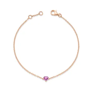 PINK SAPPHIRE BABY HEART BRACELET