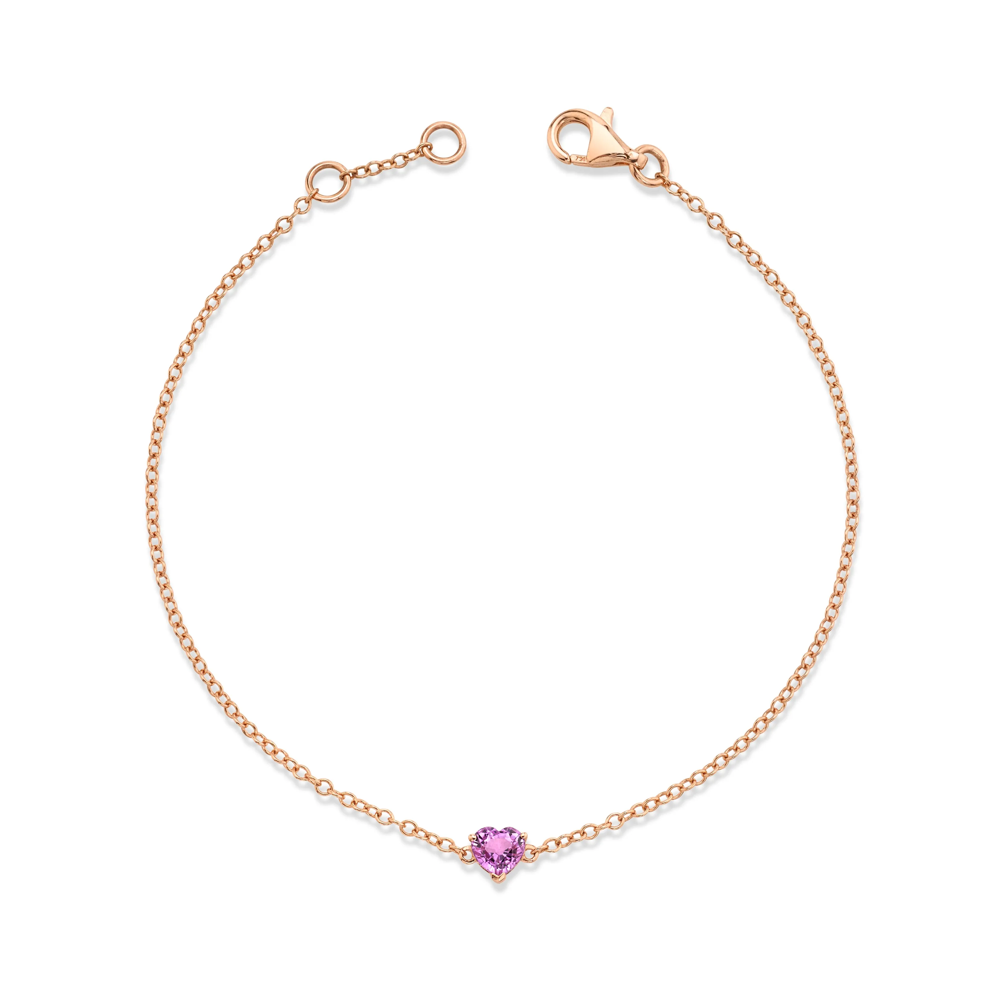 PINK SAPPHIRE BABY HEART BRACELET