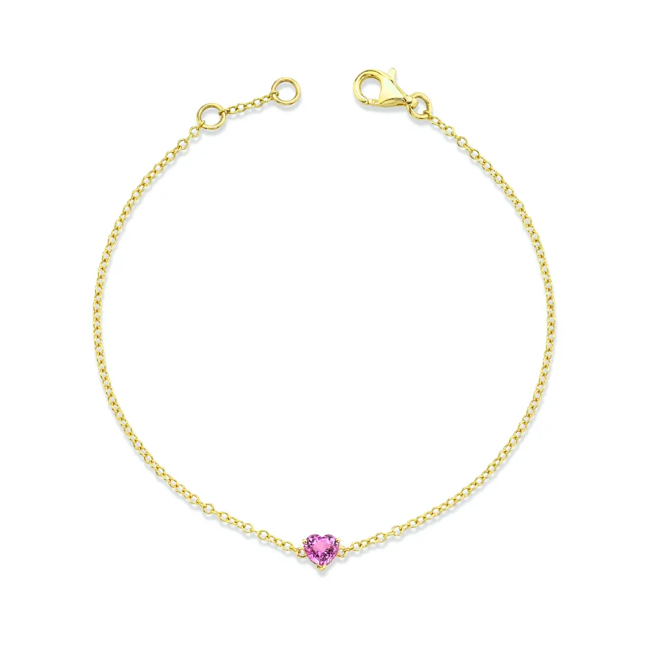 PINK SAPPHIRE BABY HEART BRACELET