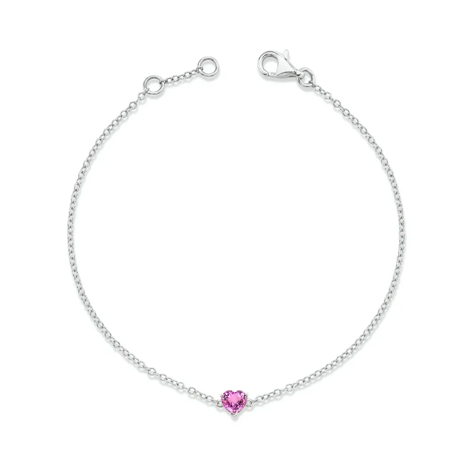PINK SAPPHIRE BABY HEART BRACELET