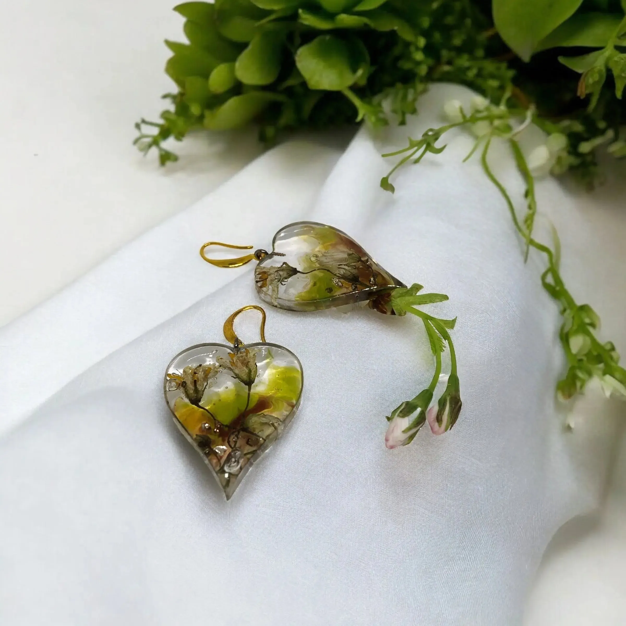 Potato Blossom Heart Earrings