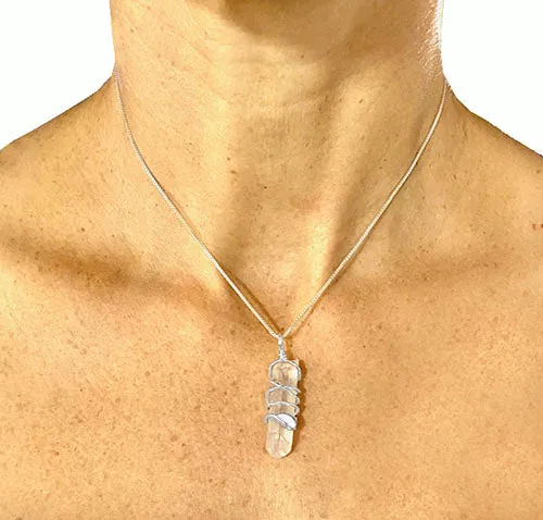 Quartz Crystal with Silver SUP, Canoe, Kayak Paddle Wrap Pendant