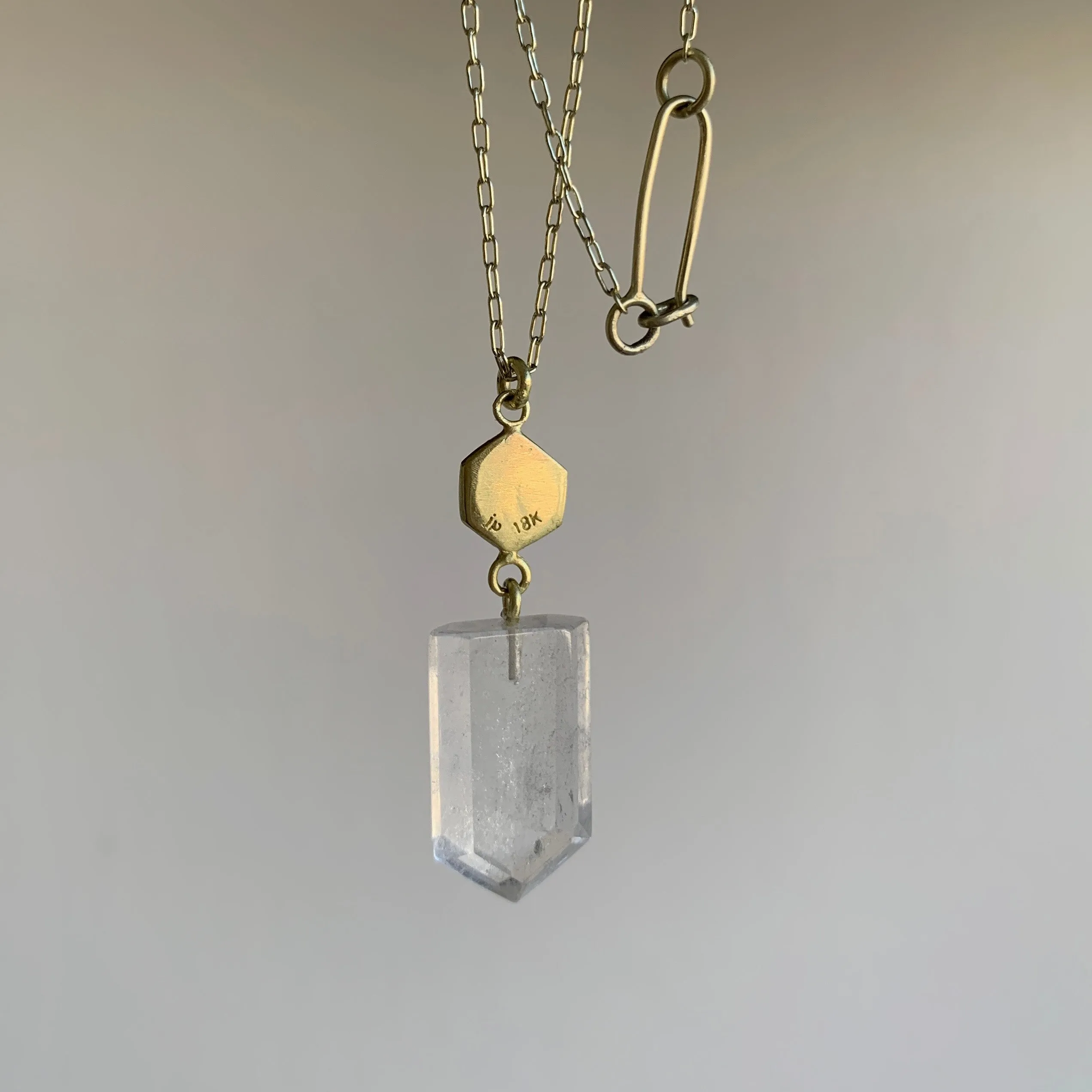 Quartz Pentagon Necklace with Diamonds