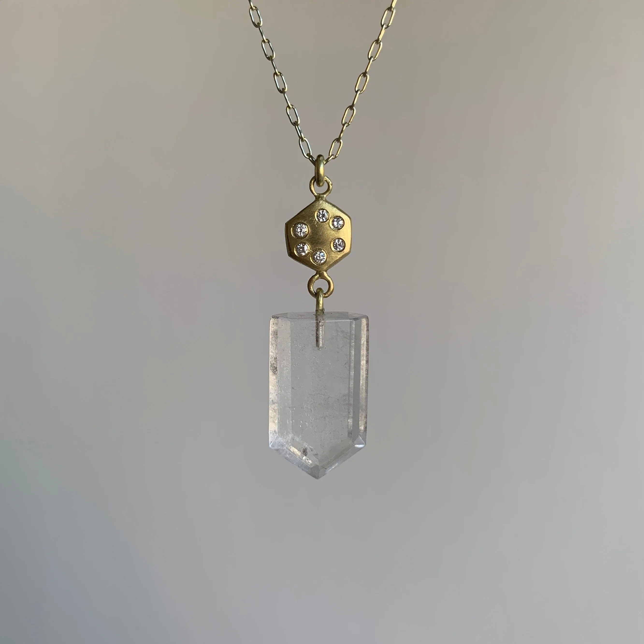 Quartz Pentagon Necklace with Diamonds