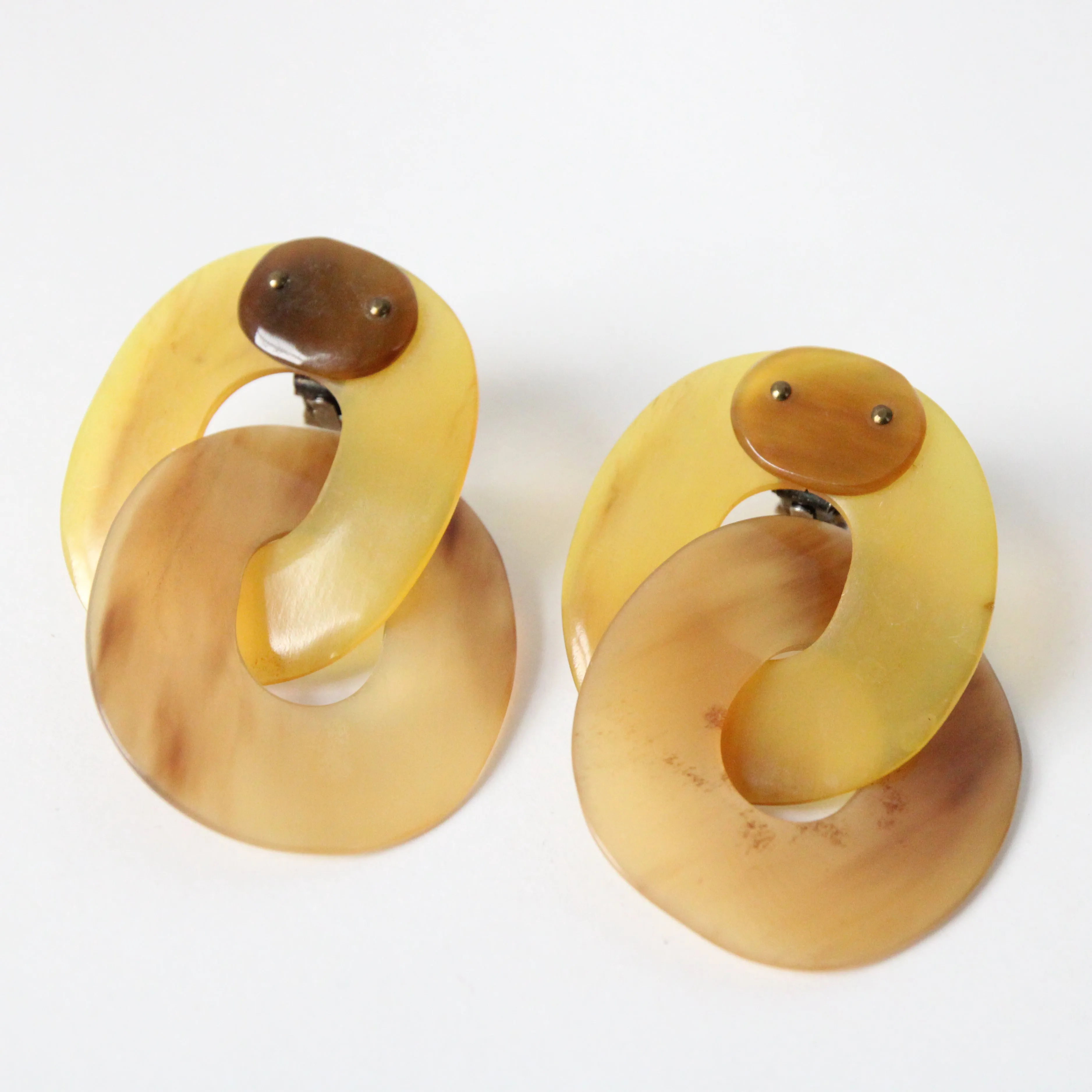 "Statement Hoops" Vintage 1960's Lucite Statement Clip on Earrings