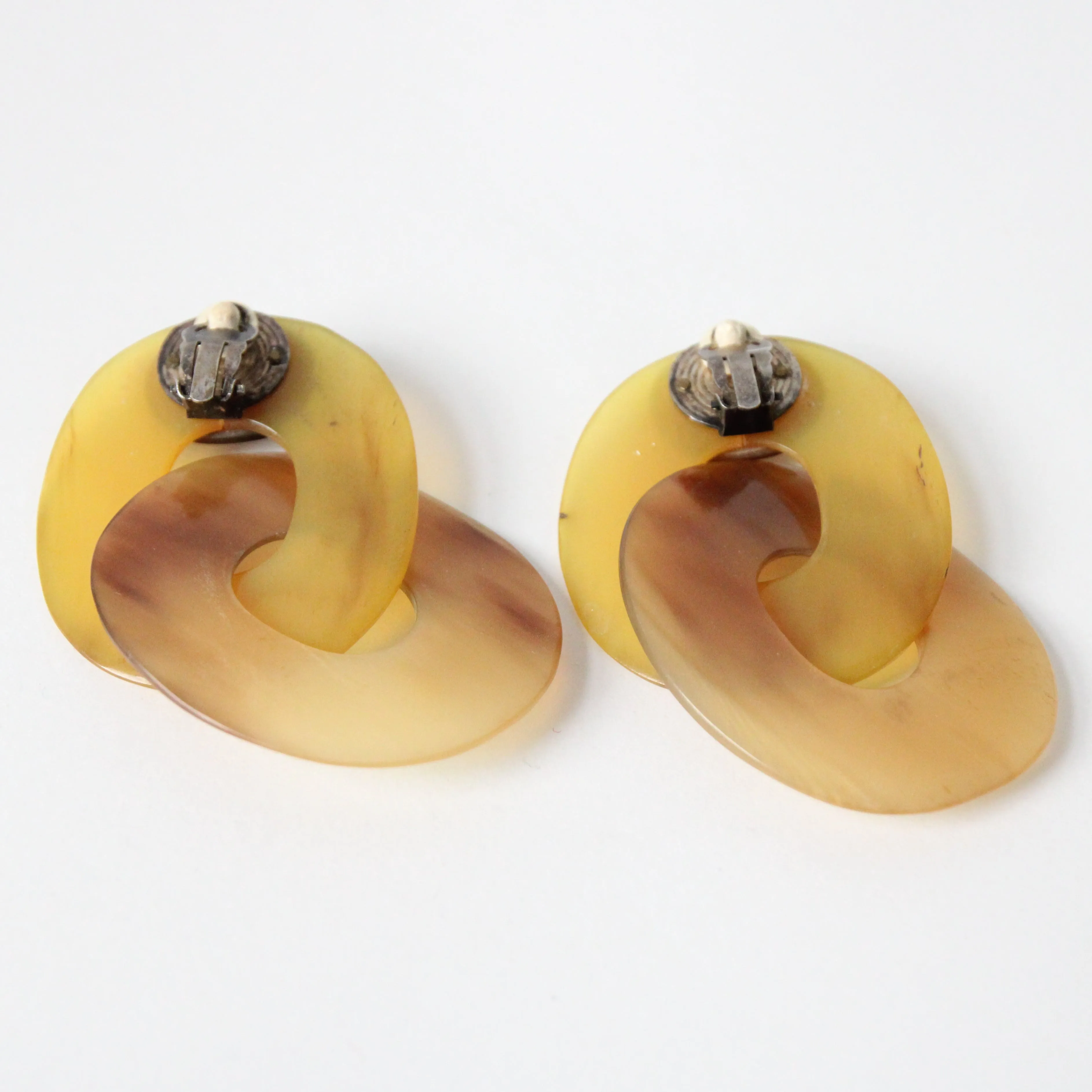 "Statement Hoops" Vintage 1960's Lucite Statement Clip on Earrings