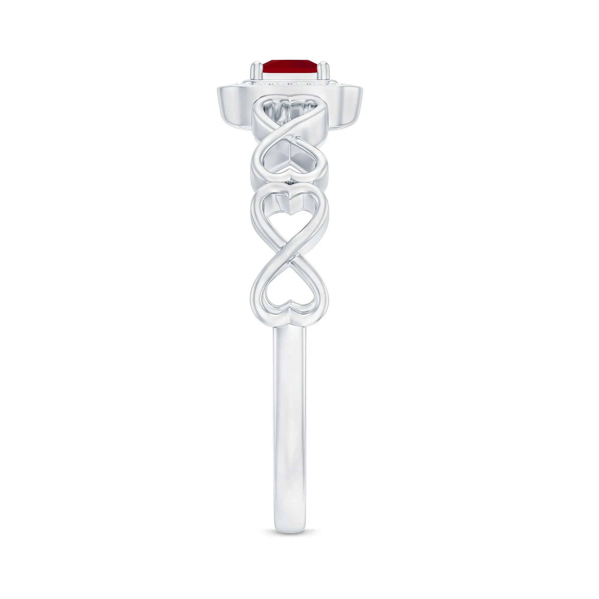 Real Ruby Infinity Heart Promise Ring with Diamond