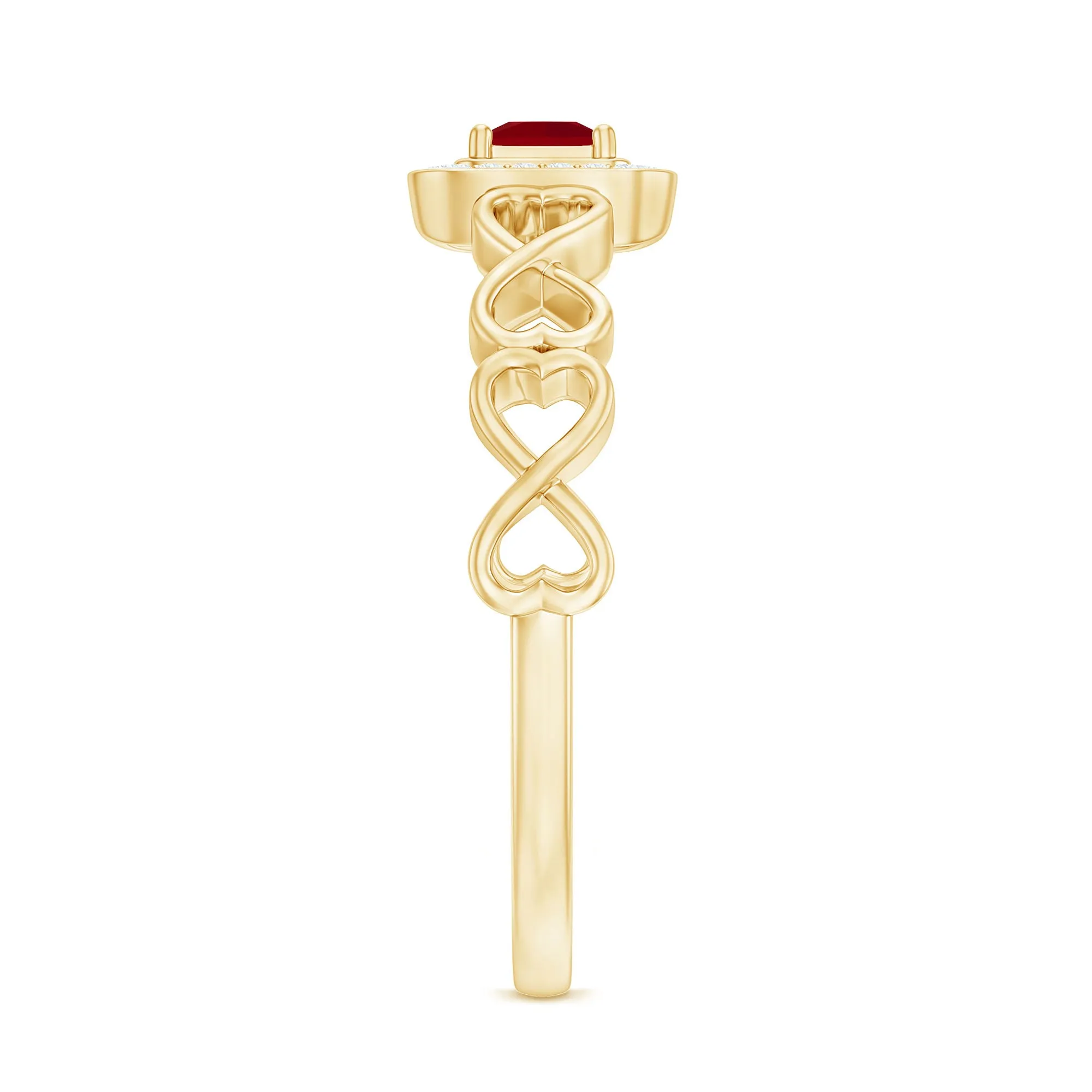 Real Ruby Infinity Heart Promise Ring with Diamond