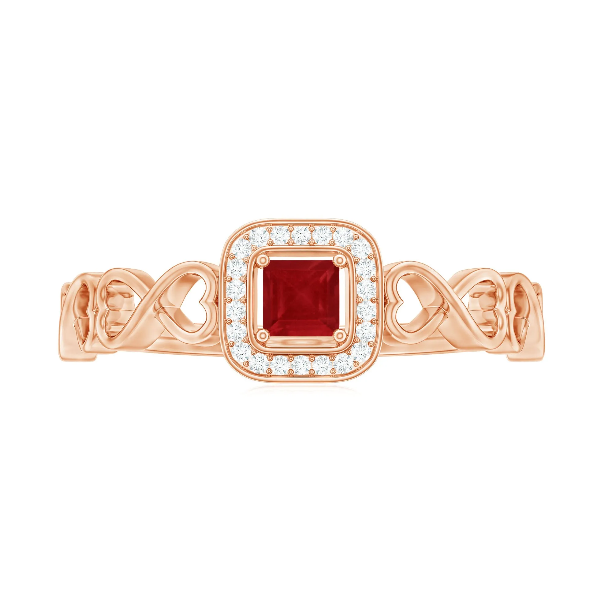 Real Ruby Infinity Heart Promise Ring with Diamond