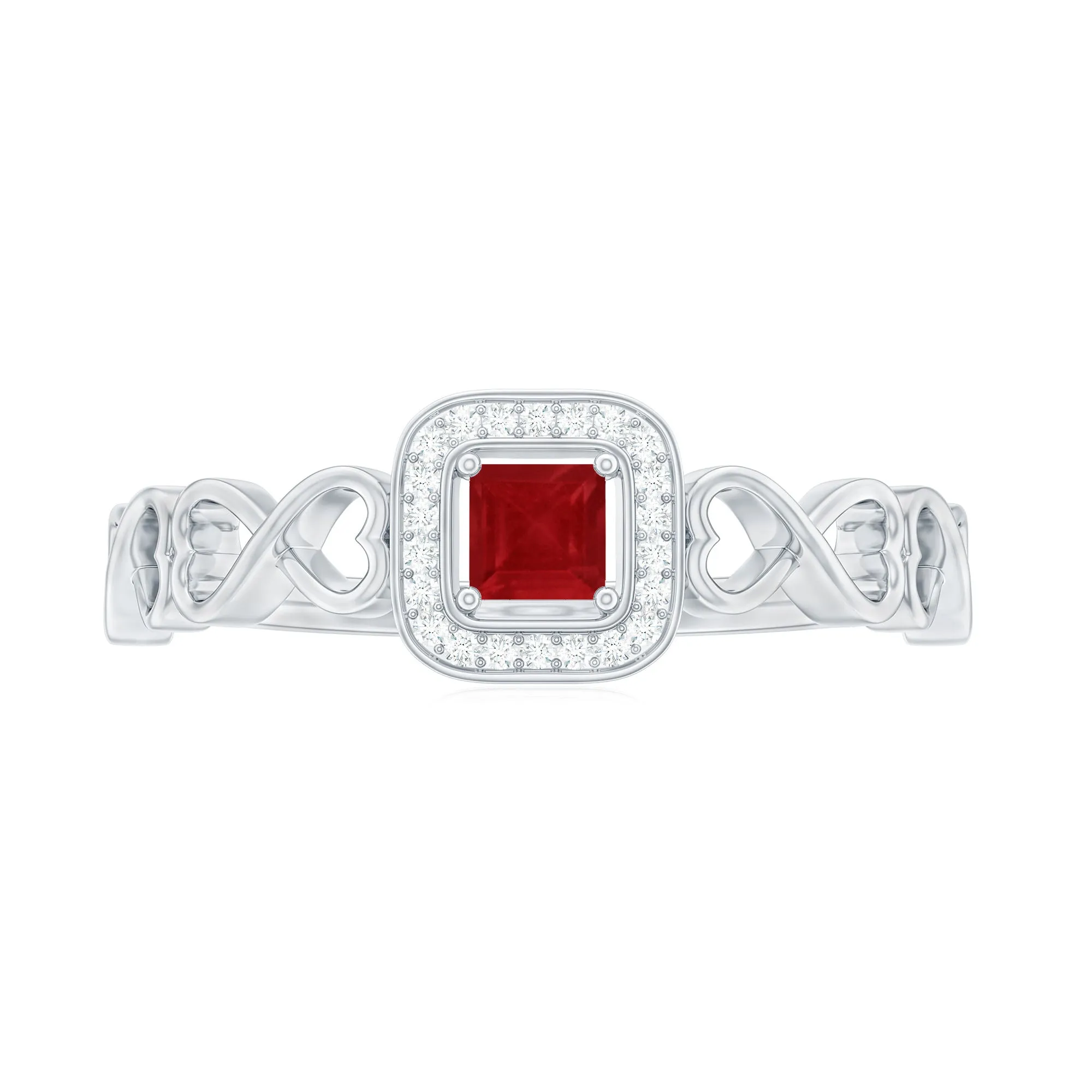 Real Ruby Infinity Heart Promise Ring with Diamond