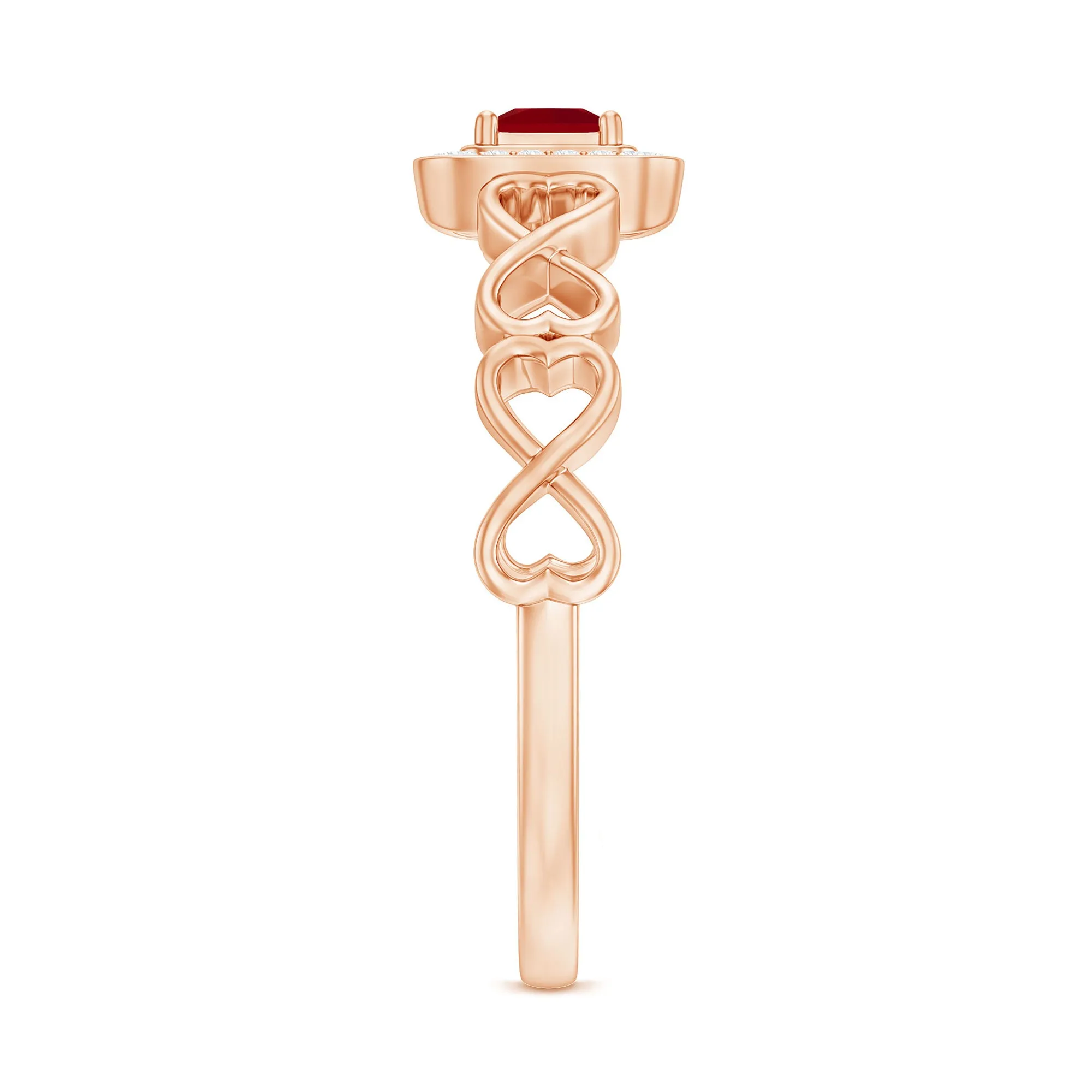 Real Ruby Infinity Heart Promise Ring with Diamond