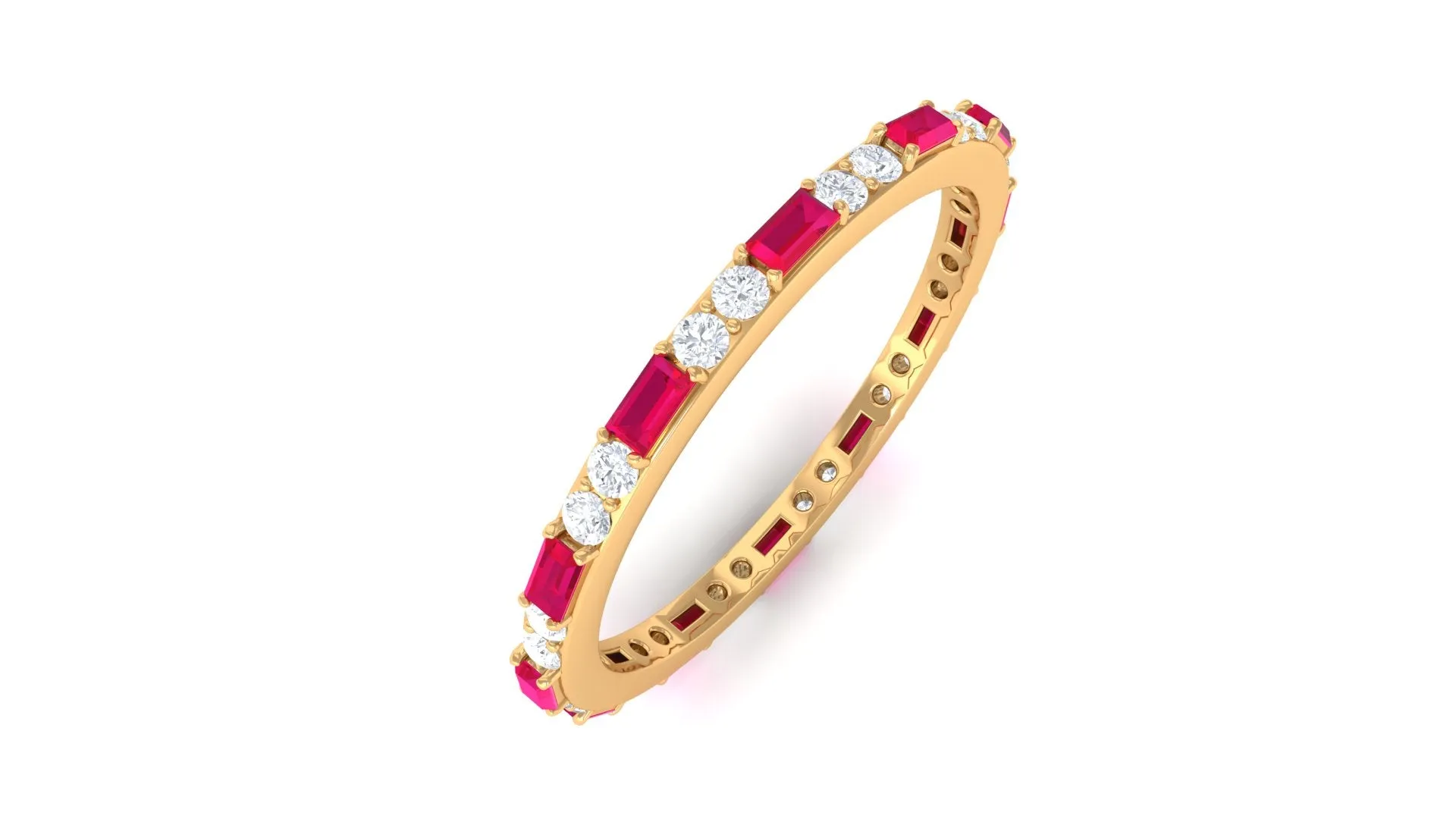 Red Ruby and Diamond Full Eternity Ring