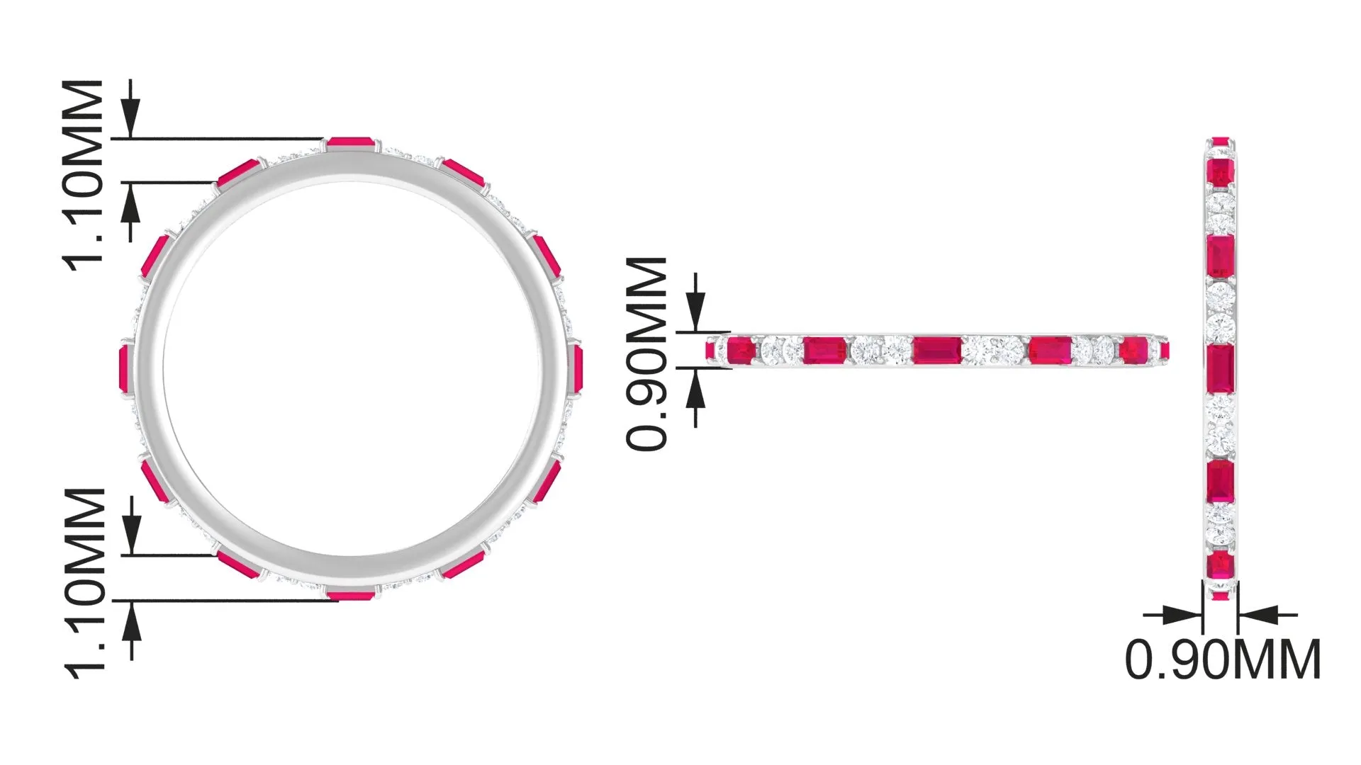 Red Ruby and Diamond Full Eternity Ring