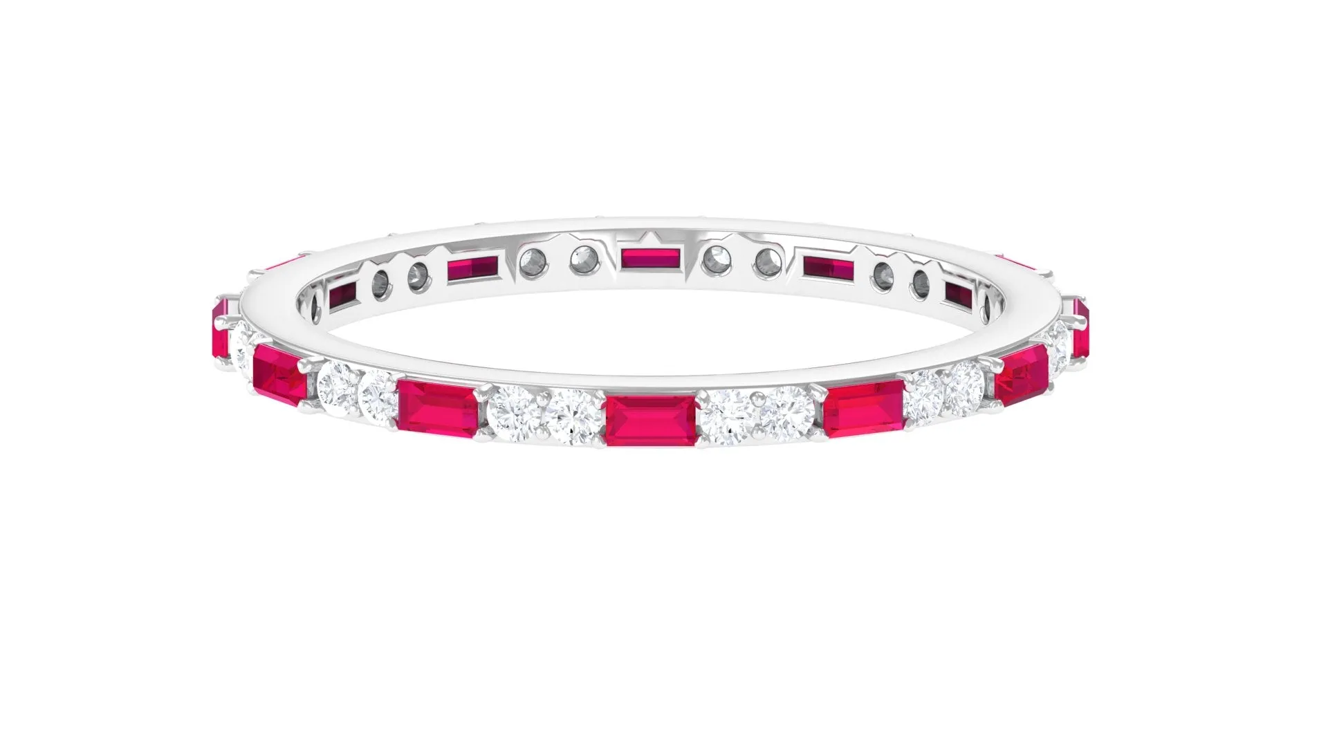 Red Ruby and Diamond Full Eternity Ring
