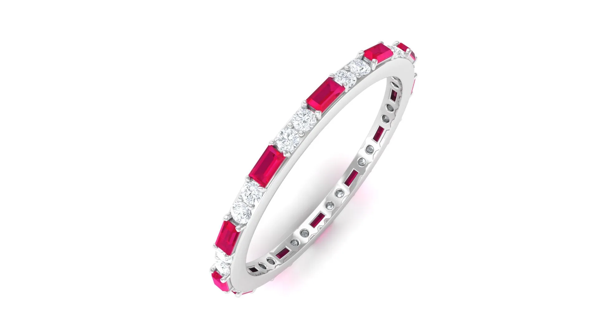 Red Ruby and Diamond Full Eternity Ring