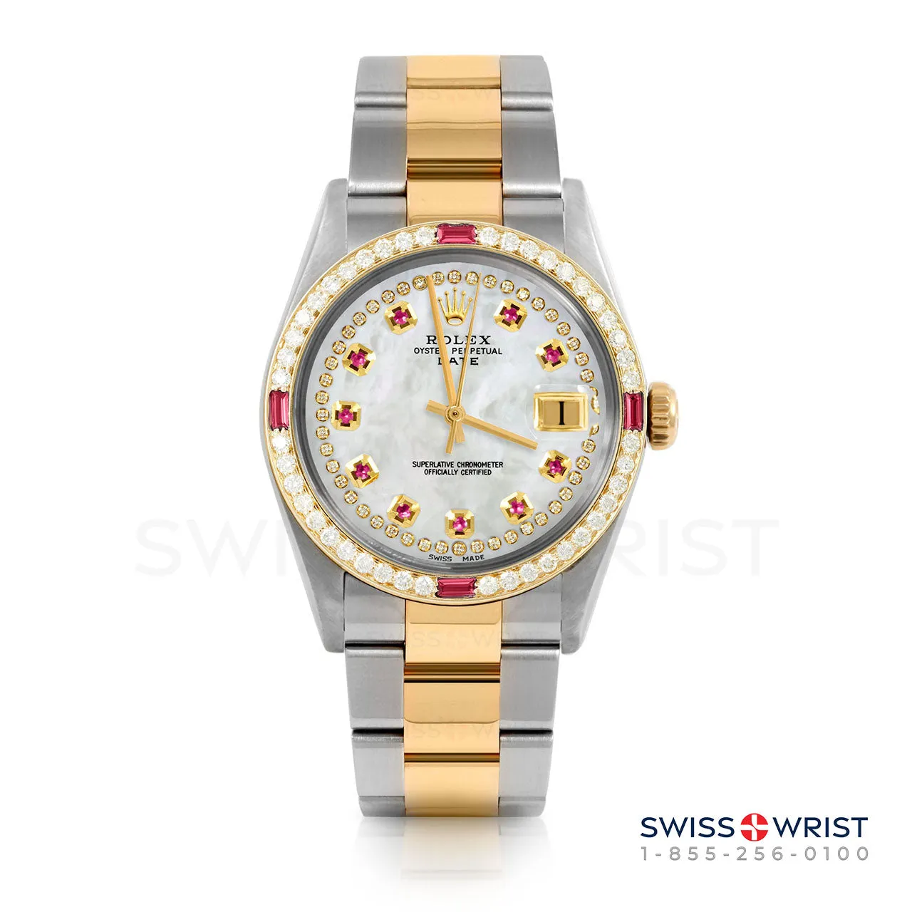 Rolex Date 34mm | 1500-TT-WMOP-STRR-4RBY-OYS