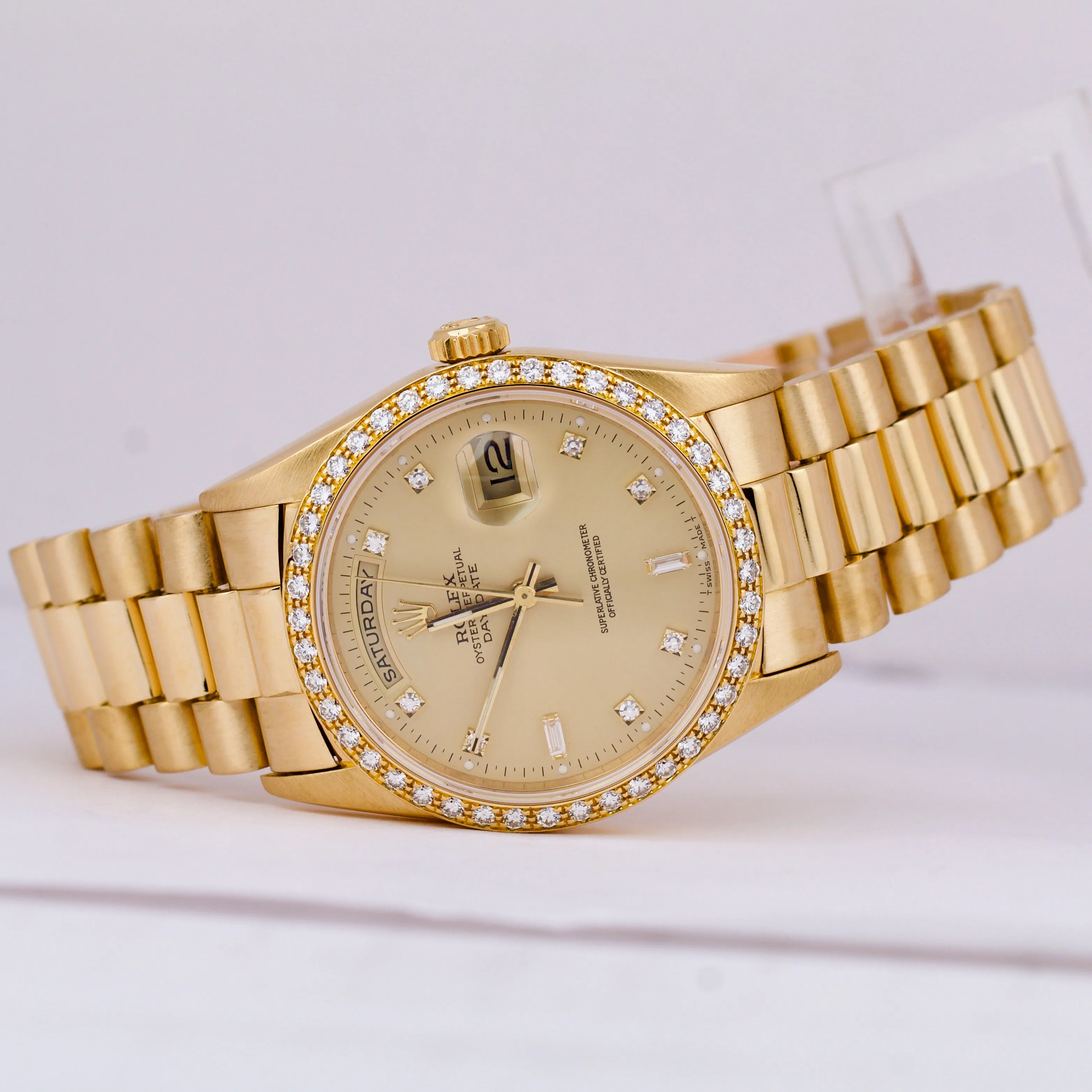 Rolex Day-Date President 36mm FACTORY CHAMPAGNE DIAMOND 18K Gold Quickset 18238