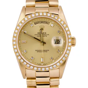 Rolex Day-Date President 36mm FACTORY CHAMPAGNE DIAMOND 18K Gold Quickset 18238