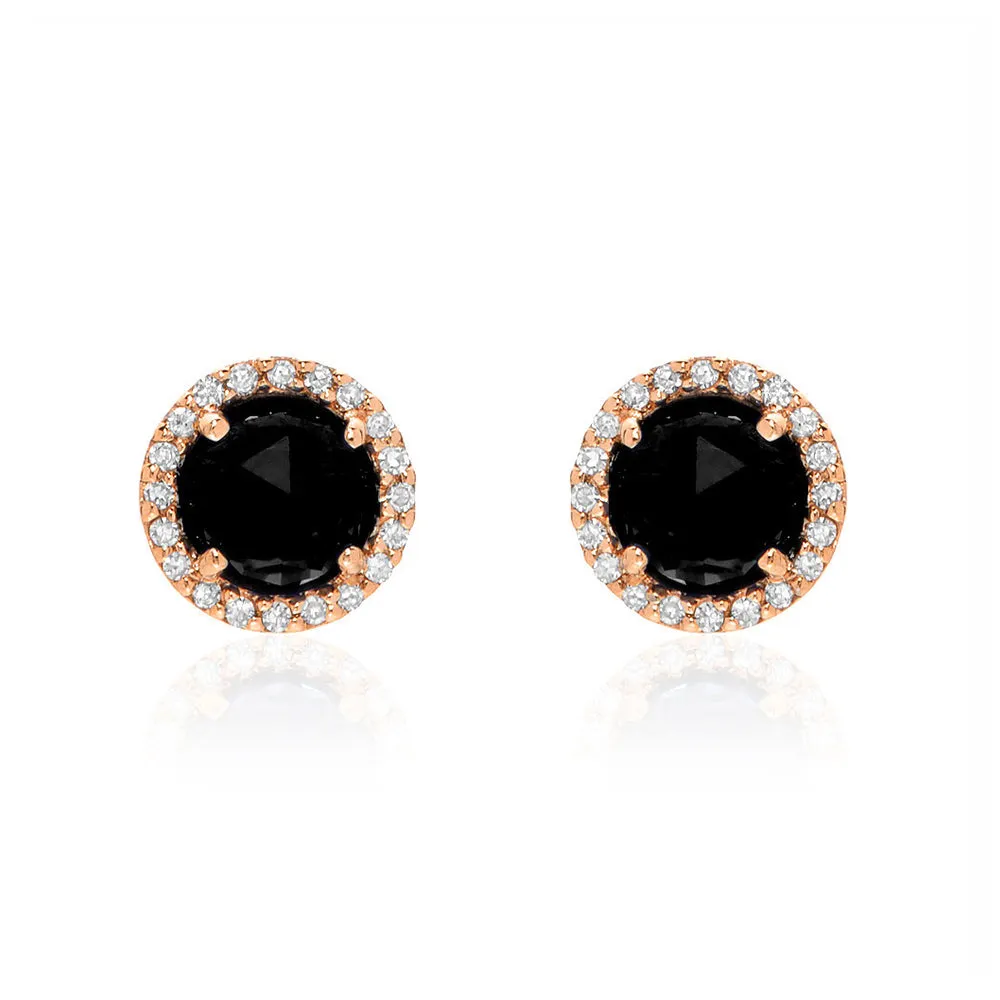 Rosie 5.0mm Black Onyx & Diamond Post Earrings