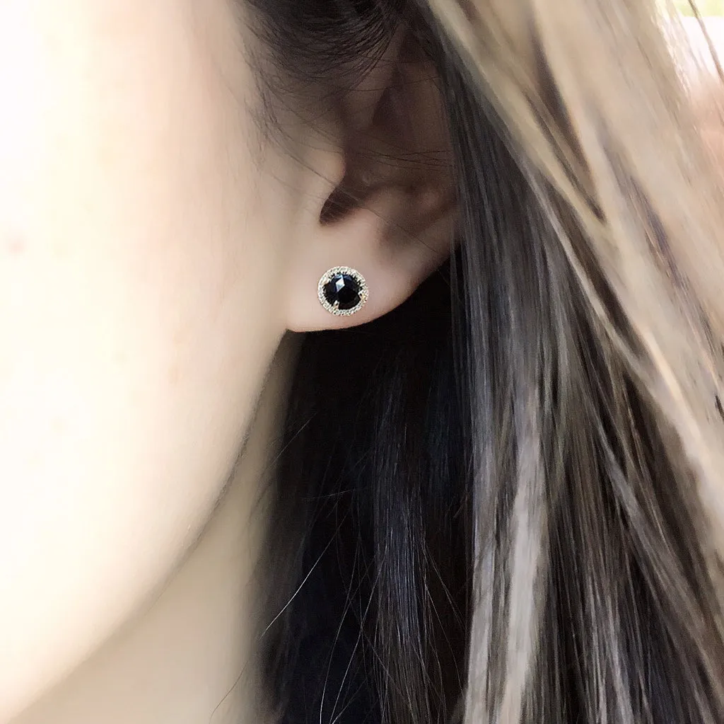 Rosie 5.0mm Black Onyx & Diamond Post Earrings