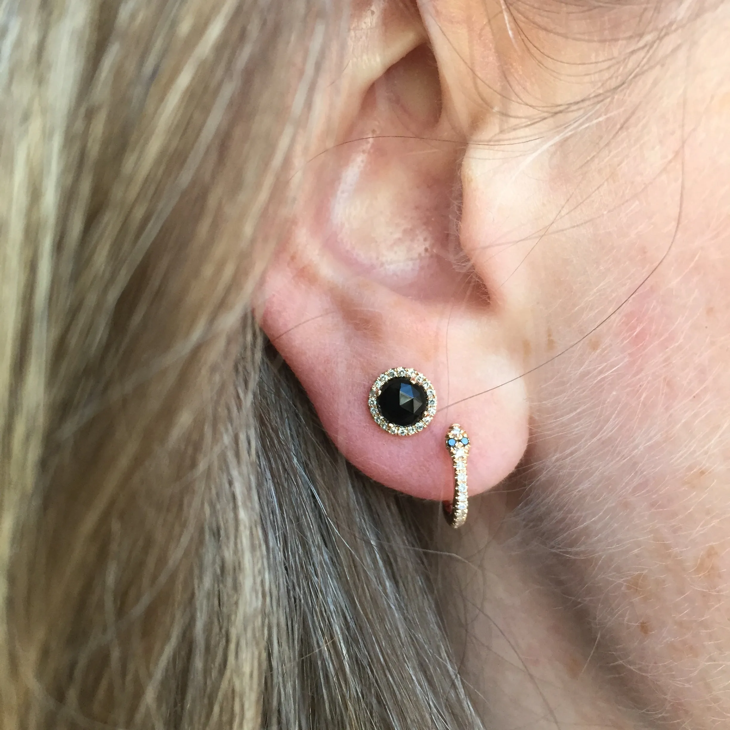 Rosie 5.0mm Black Onyx & Diamond Post Earrings
