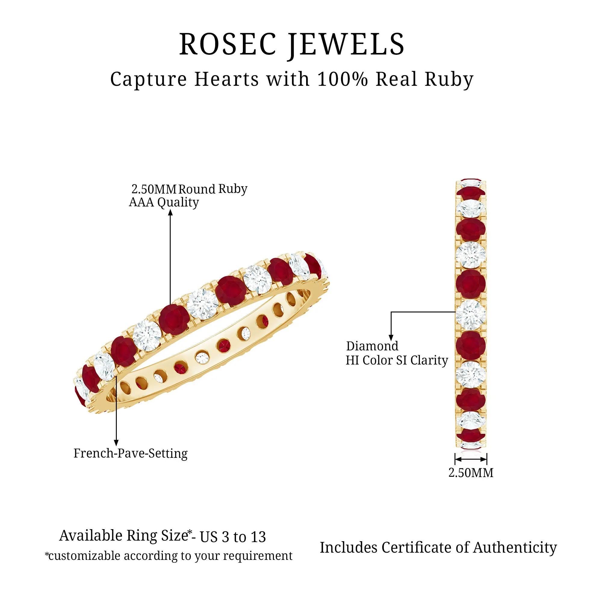 Round Natural Ruby and Diamond Alternate Eternity Ring